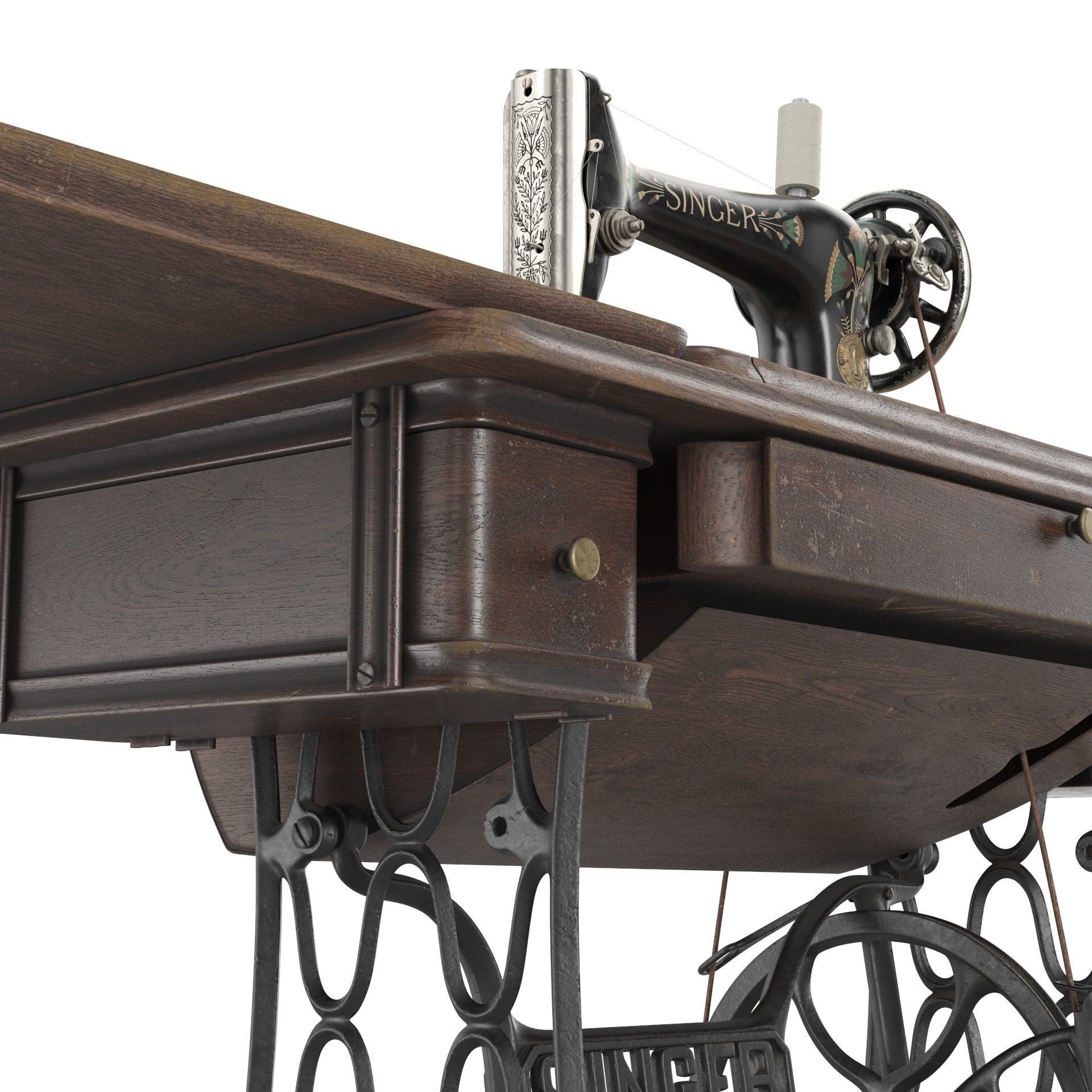 Rare Singer Sewing Machine - Game-Ready 3D Model - View 8