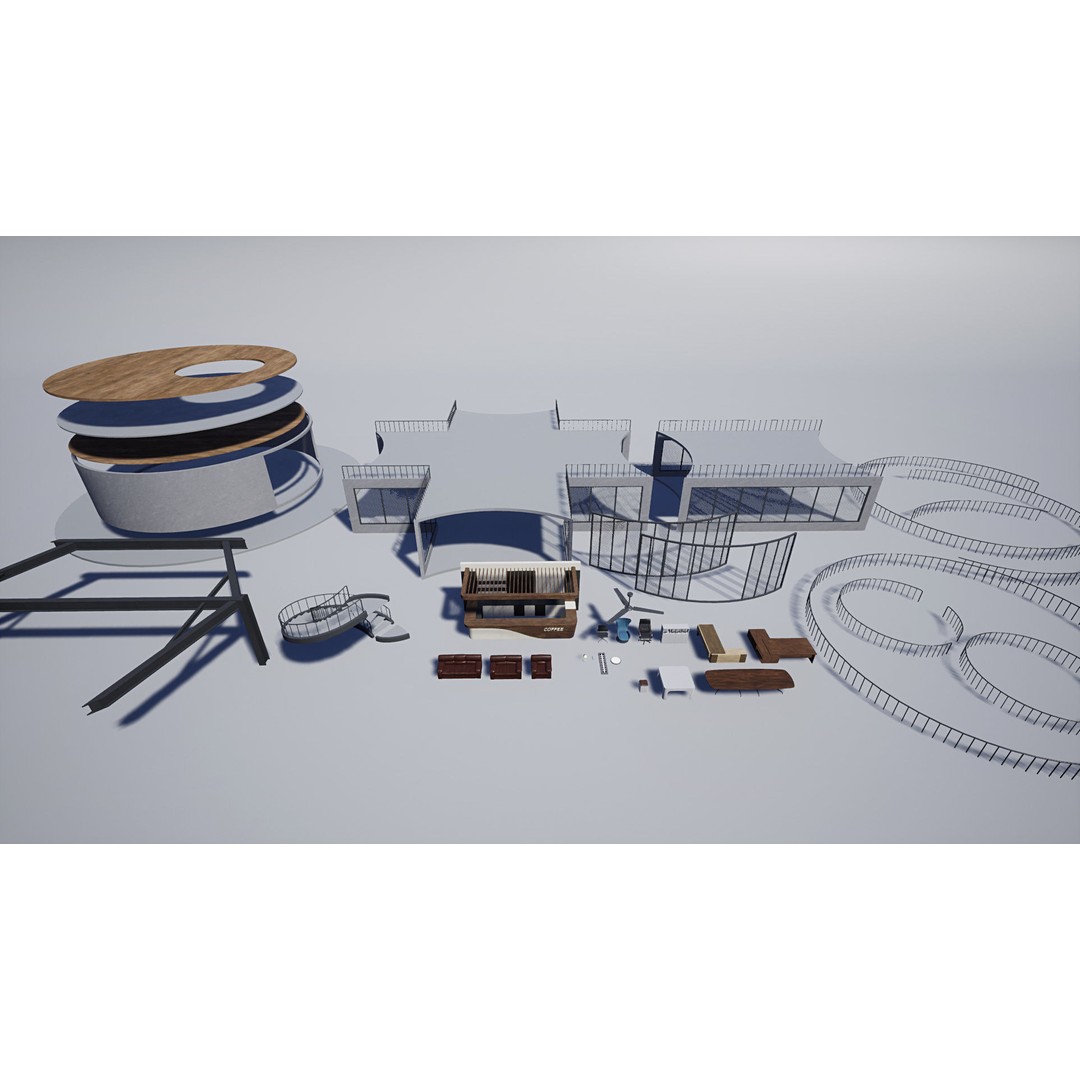 Research Center 3D Model – Low Poly Modular Environment, FBX - View 24