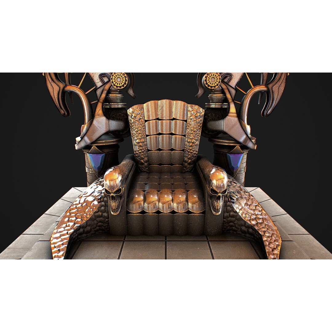 Fantasy Throne 3D Model – Low Poly PBR Asset for Games & Archviz - View 11