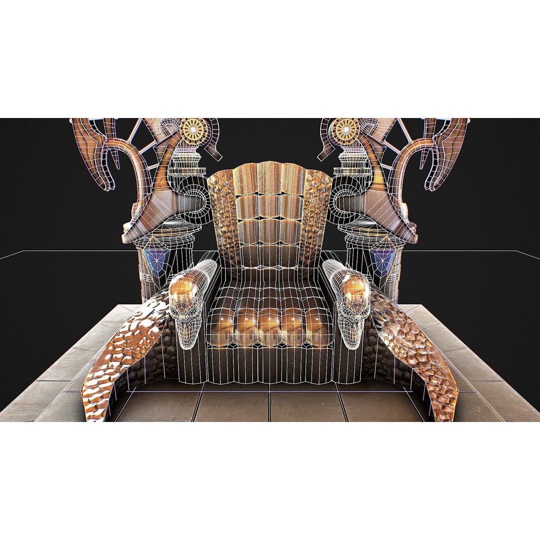 Fantasy Throne 3D Model – Low Poly PBR Asset for Games & Archviz - View 12