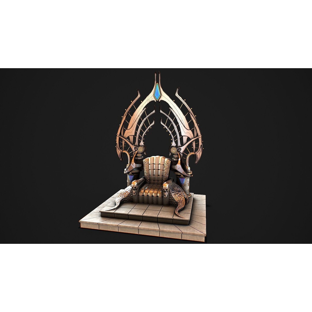 Fantasy Throne 3D Model – Low Poly PBR Asset for Games & Archviz - View 3