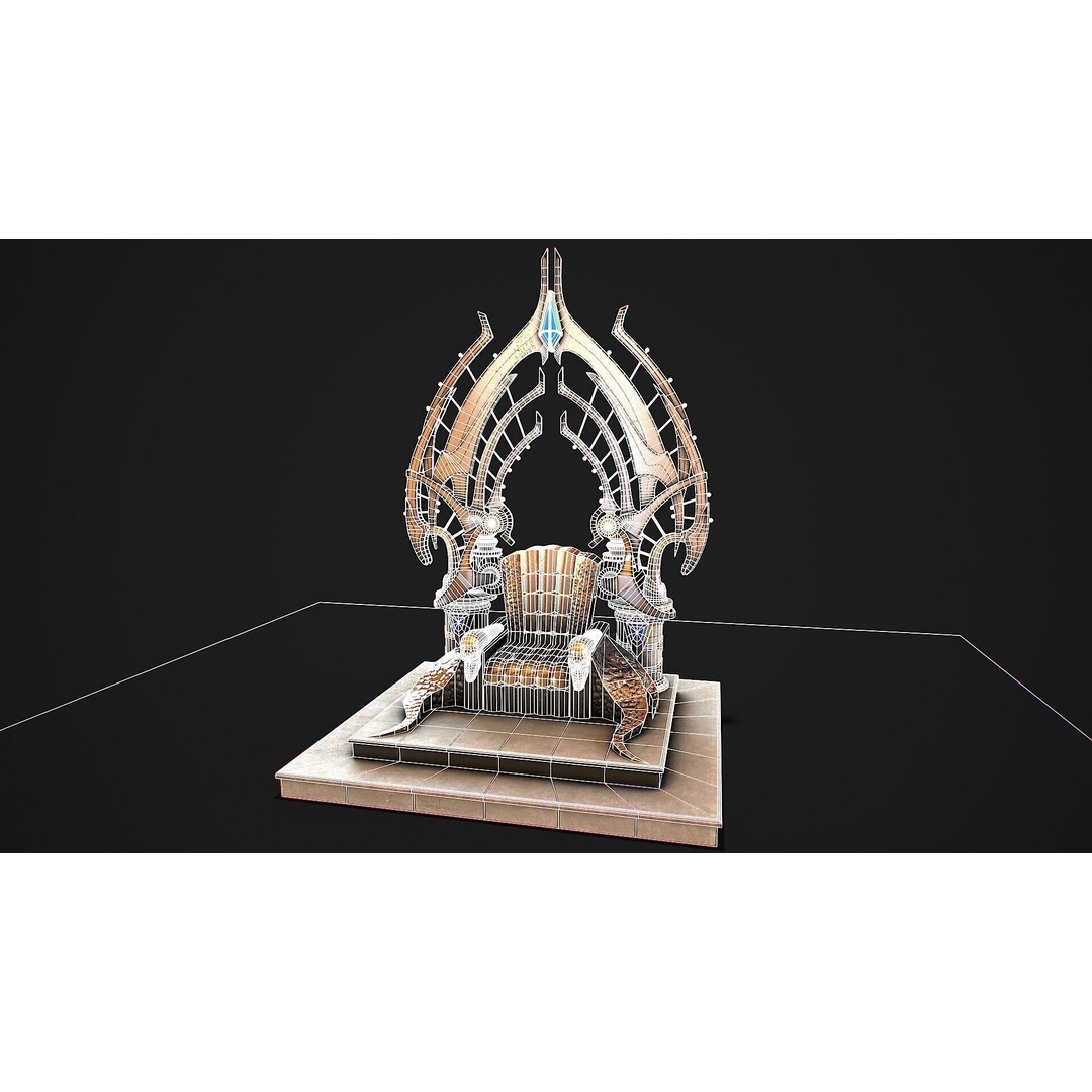 Fantasy Throne 3D Model – Low Poly PBR Asset for Games & Archviz - View 4