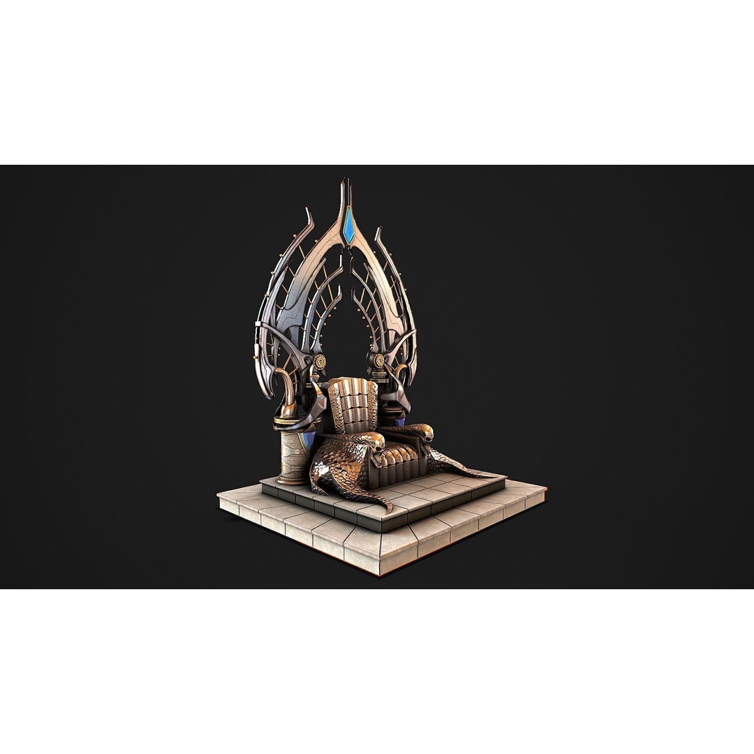 Fantasy Throne 3D Model – Low Poly PBR Asset for Games & Archviz - View 5