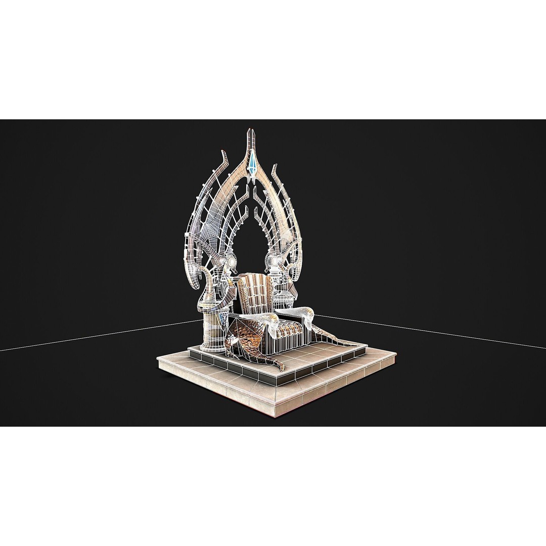 Fantasy Throne 3D Model – Low Poly PBR Asset for Games & Archviz - View 6
