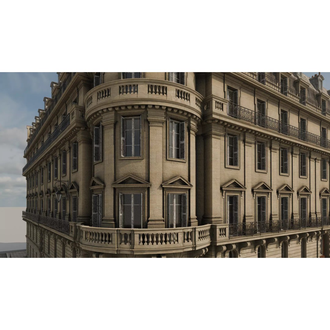 Classical City Building 3D Model – PBR Textured for Archviz, Blender, FBX - View 10