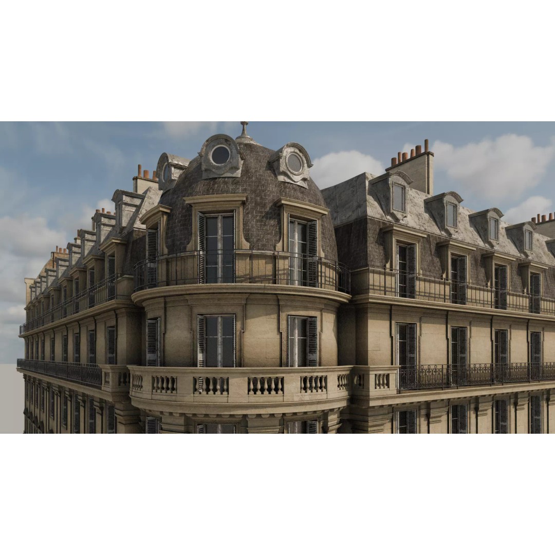 Classical City Building 3D Model – PBR Textured for Archviz, Blender, FBX - View 11