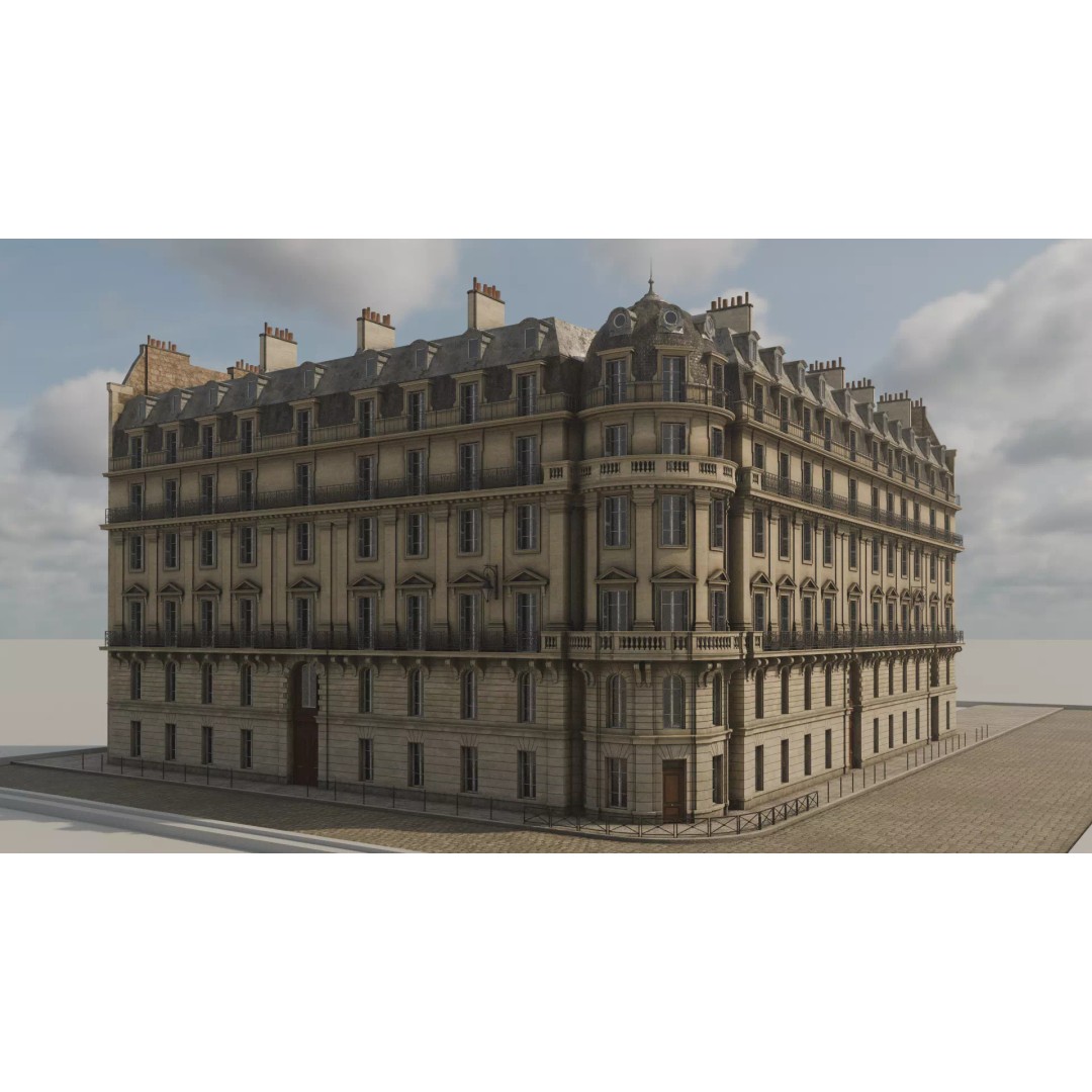 Classical City Building 3D Model – PBR Textured for Archviz, Blender, FBX - View 14