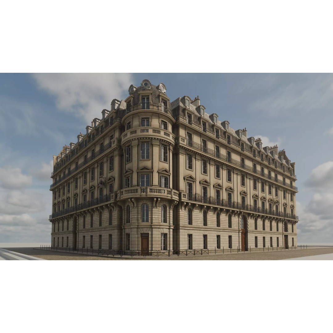 Classical City Building 3D Model – PBR Textured for Archviz, Blender, FBX - View 2