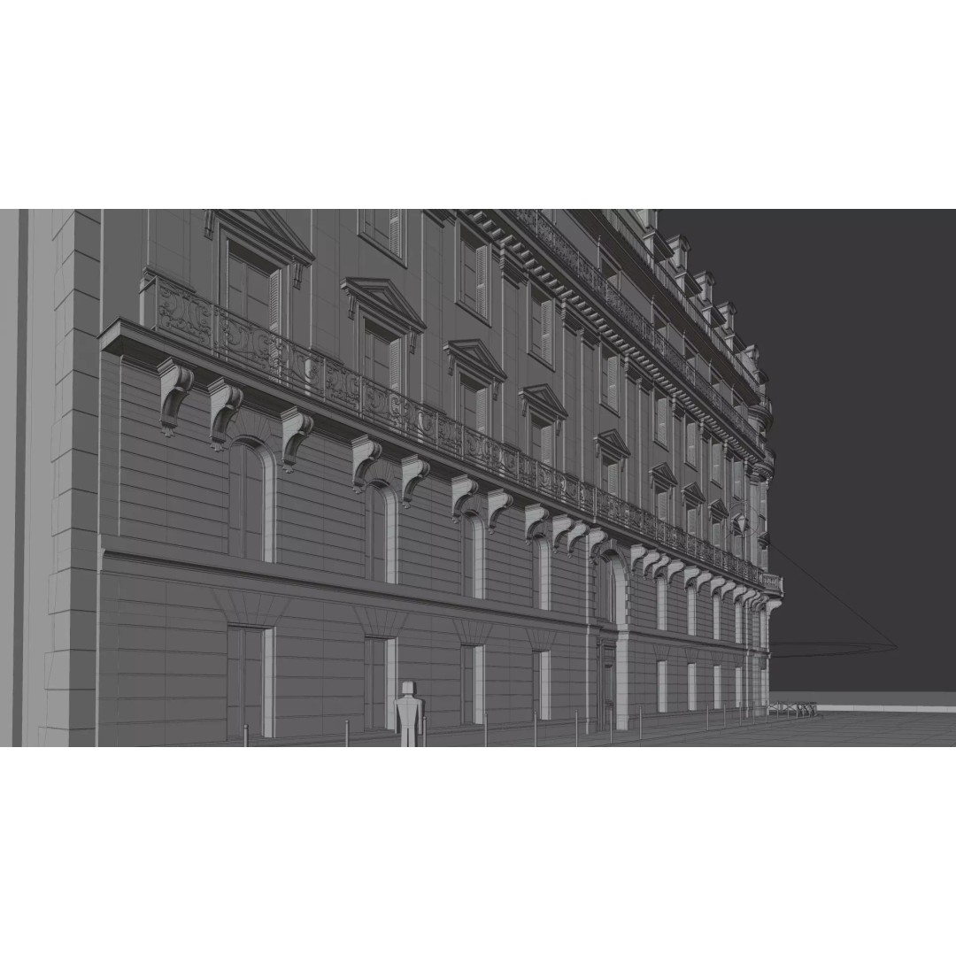 Classical City Building 3D Model – PBR Textured for Archviz, Blender, FBX - View 24