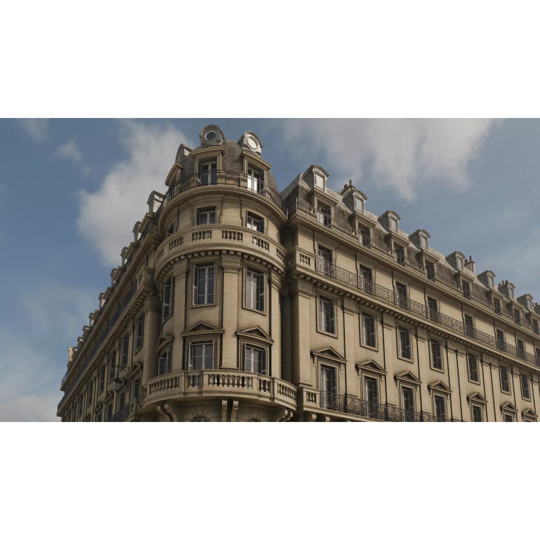 Classical City Building 3D Model – PBR Textured for Archviz, Blender, FBX - View 5