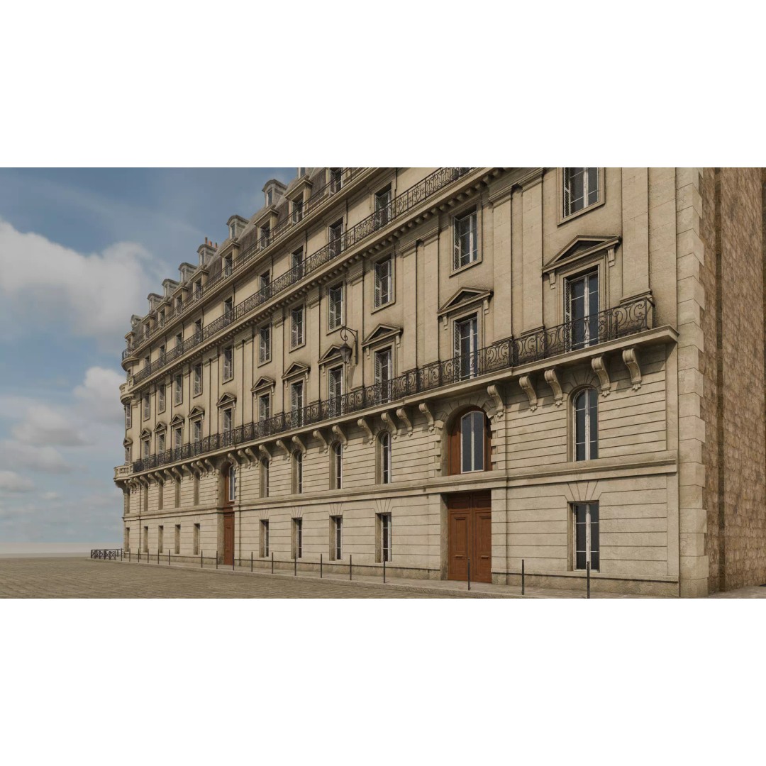 Classical City Building 3D Model – PBR Textured for Archviz, Blender, FBX - View 6