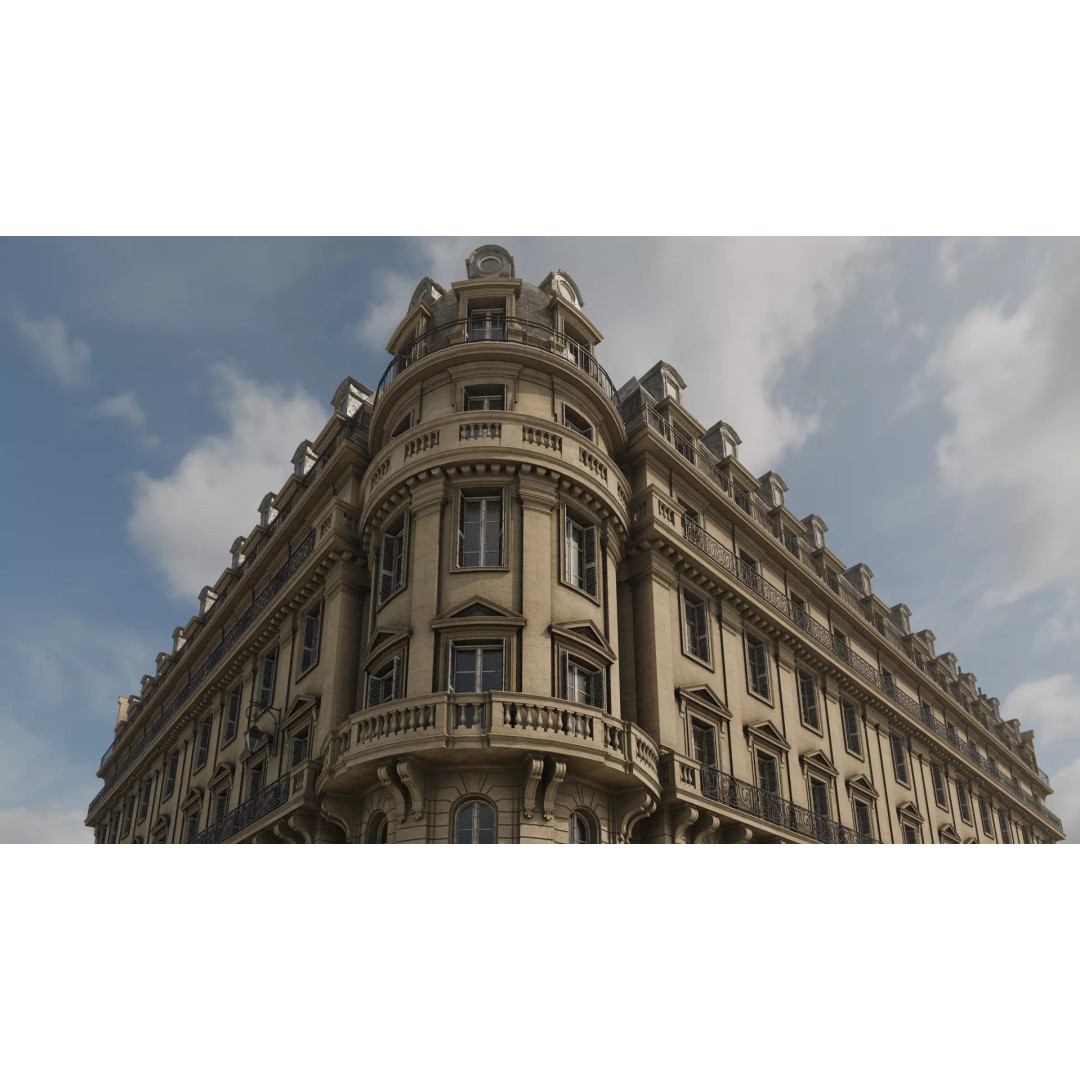 Classical City Building 3D Model – PBR Textured for Archviz, Blender, FBX - View 9