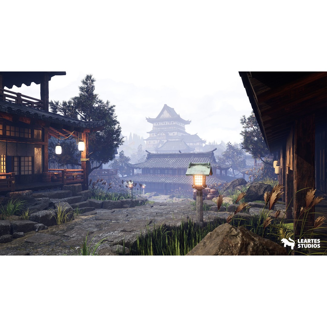 Feudal Japanese Castle 3D Model – Low Poly Environment, Game Ready - View 12
