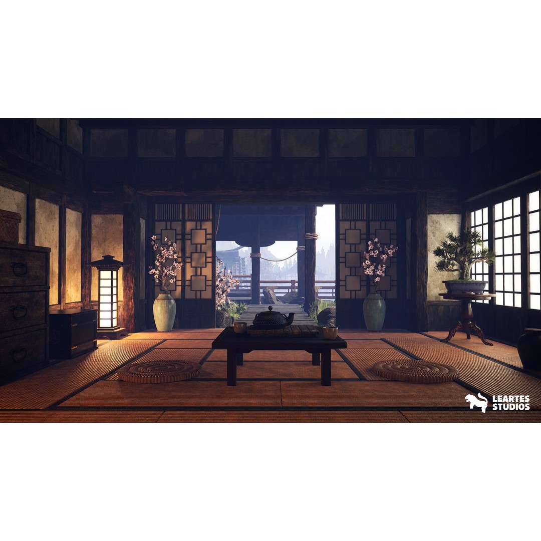 Feudal Japanese Castle 3D Model – Low Poly Environment, Game Ready - View 14