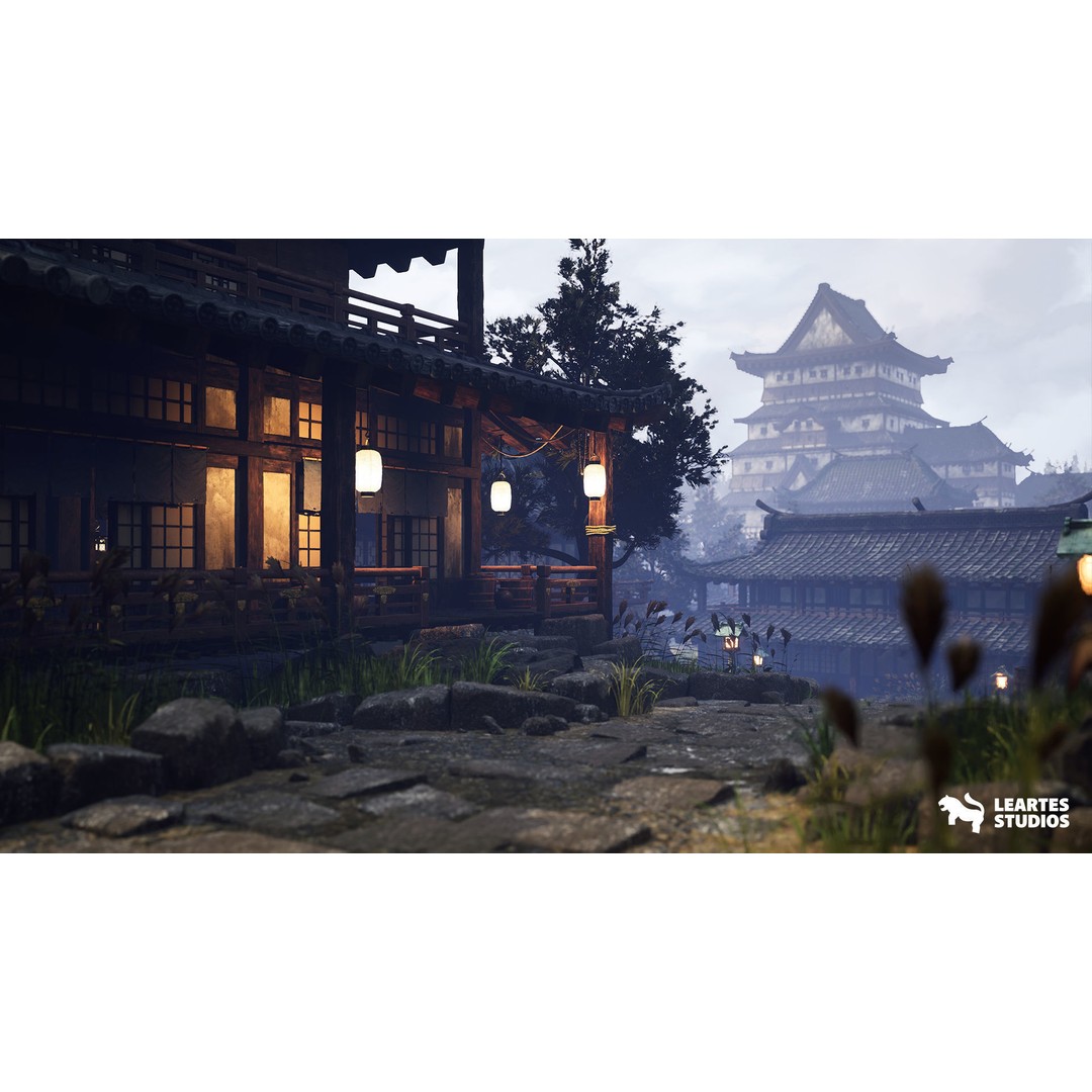 Feudal Japanese Castle 3D Model – Low Poly Environment, Game Ready - View 3