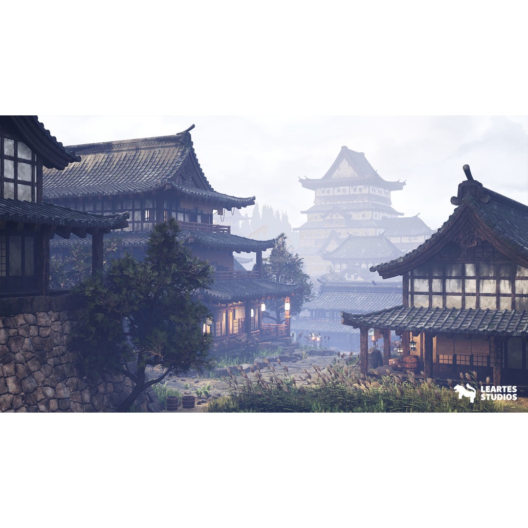 Feudal Japanese Castle 3D Model – Low Poly Environment, Game Ready - View 5