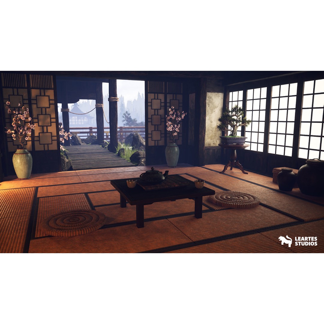 Feudal Japanese Castle 3D Model – Low Poly Environment, Game Ready - View 9