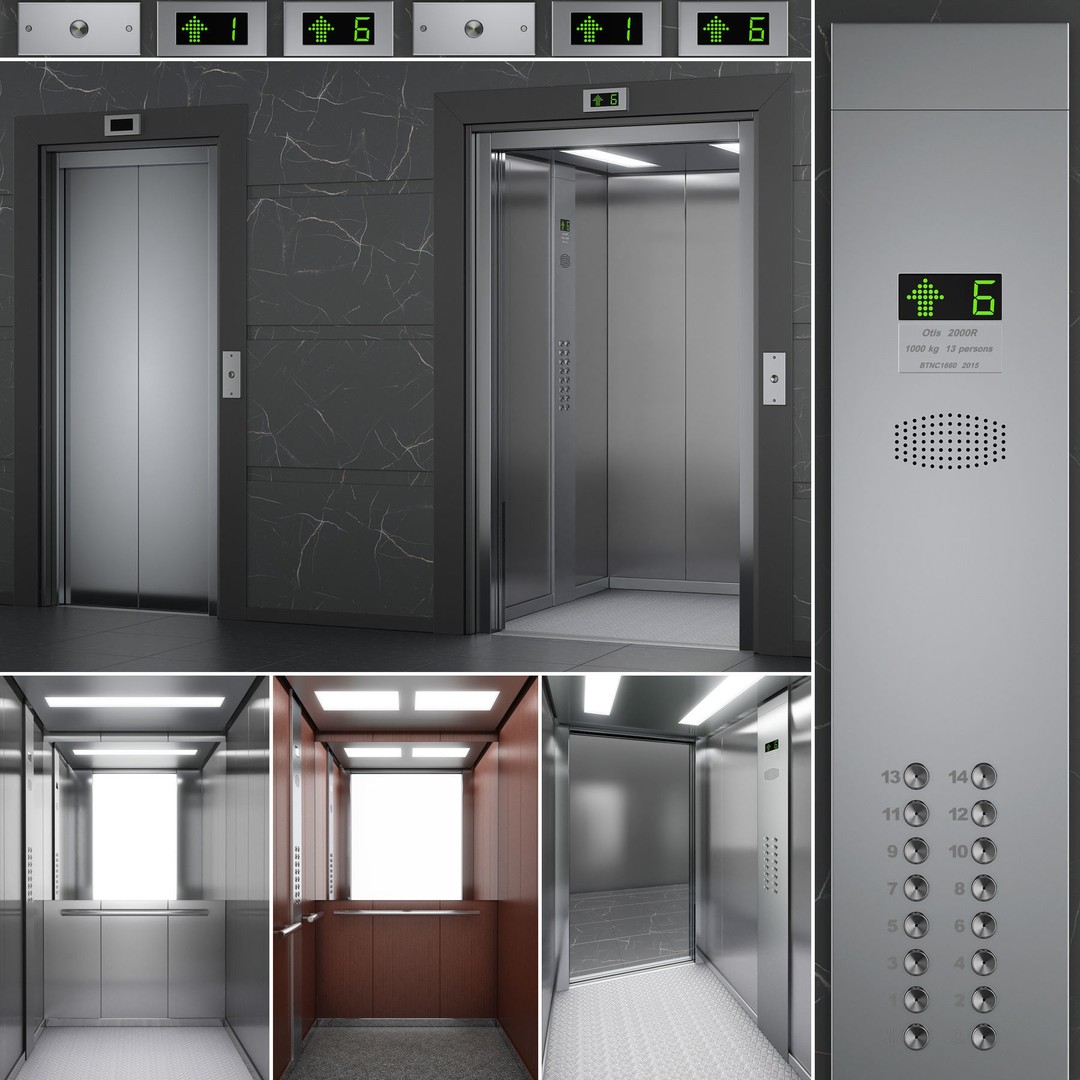 OTIS 2000 R Elevator 3D Model – Realistic Animation, PBR, Blender, FBX - View 3
