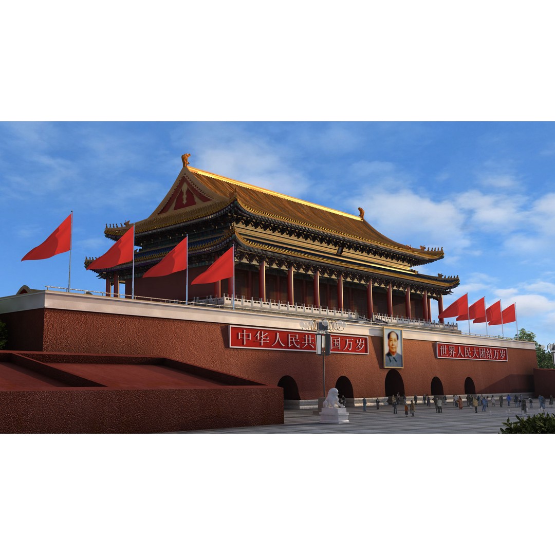 Tiananmen Square 3D Model – Detailed Architectural Asset, FBX, OBJ - View 3