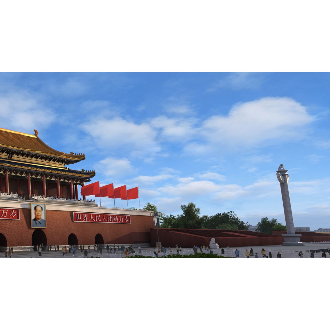 Tiananmen Square 3D Model – Detailed Architectural Asset, FBX, OBJ - View 6