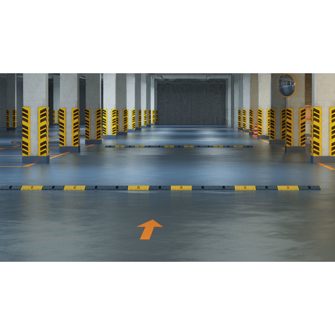 Empty Parking Garage 3D Model – Underground Architectural Asset, FBX, OBJ