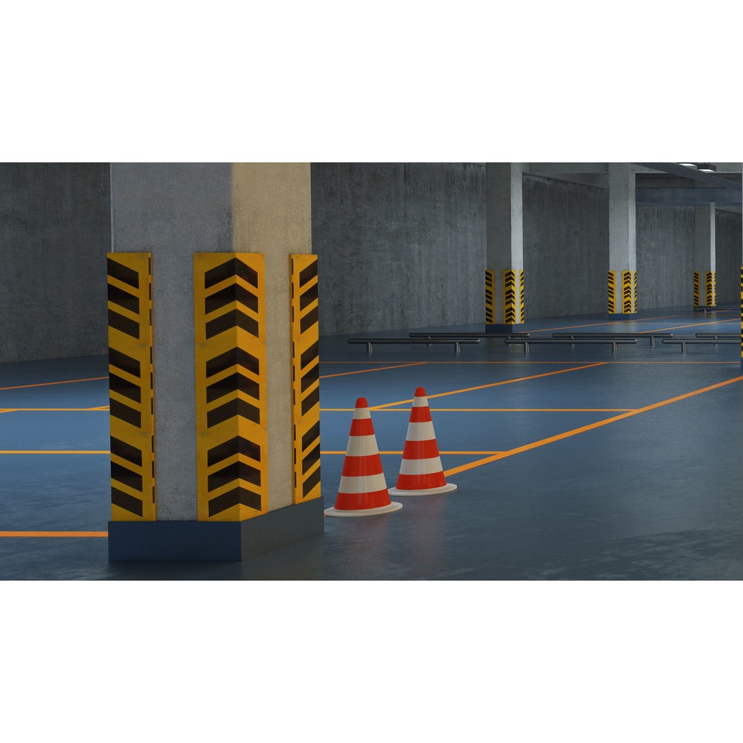 Empty Parking Garage 3D Model – Underground Architectural Asset, FBX, OBJ - View 8