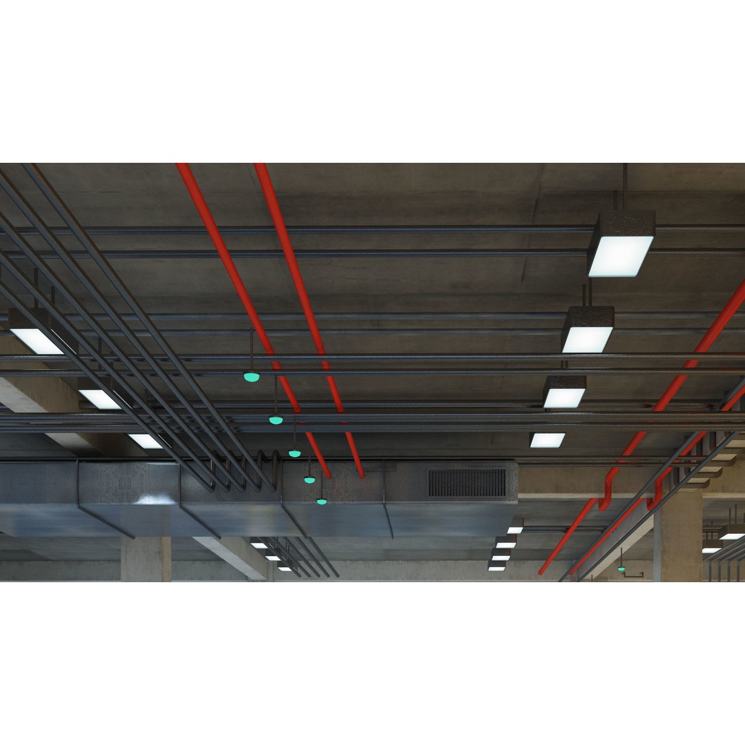 Empty Parking Garage 3D Model – Underground Architectural Asset, FBX, OBJ - View 9