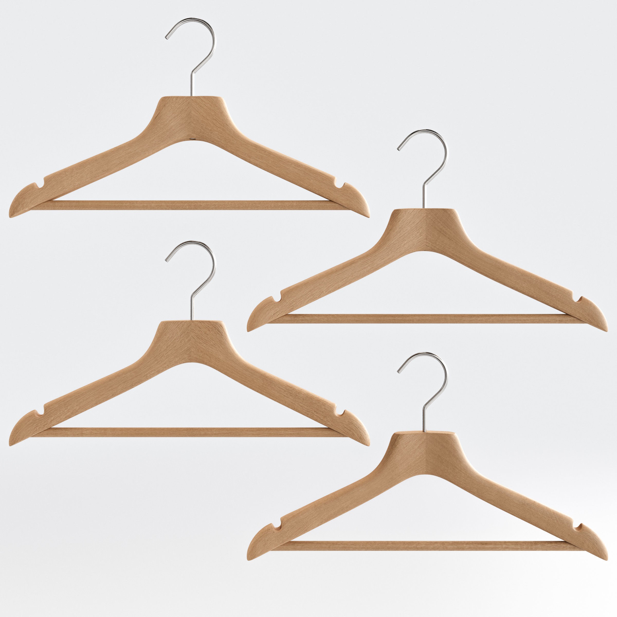 Wooden Clothes Hangers Collection - Low-Poly 3D Model - View 10