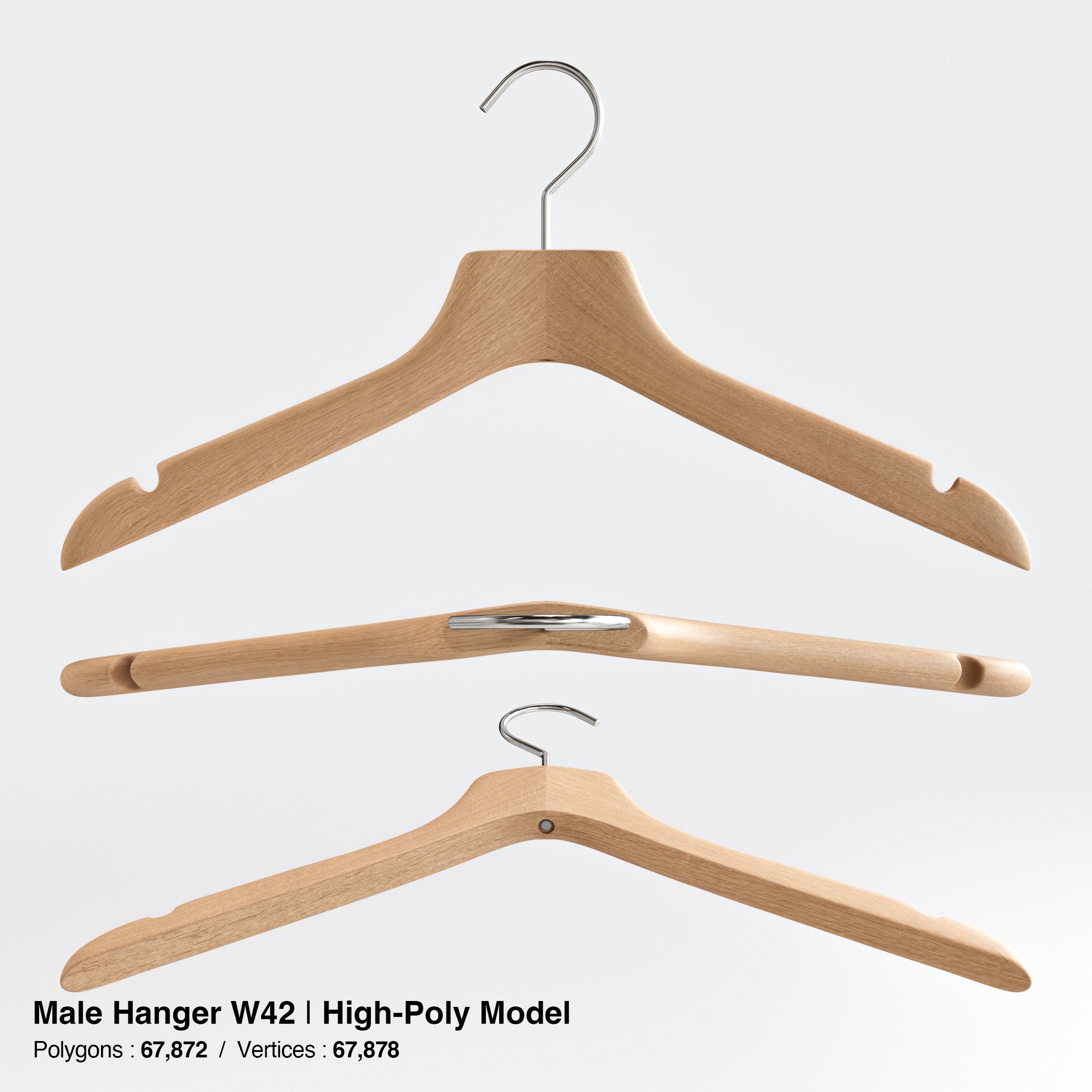 Wooden Clothes Hangers Collection - Low-Poly 3D Model - View 13