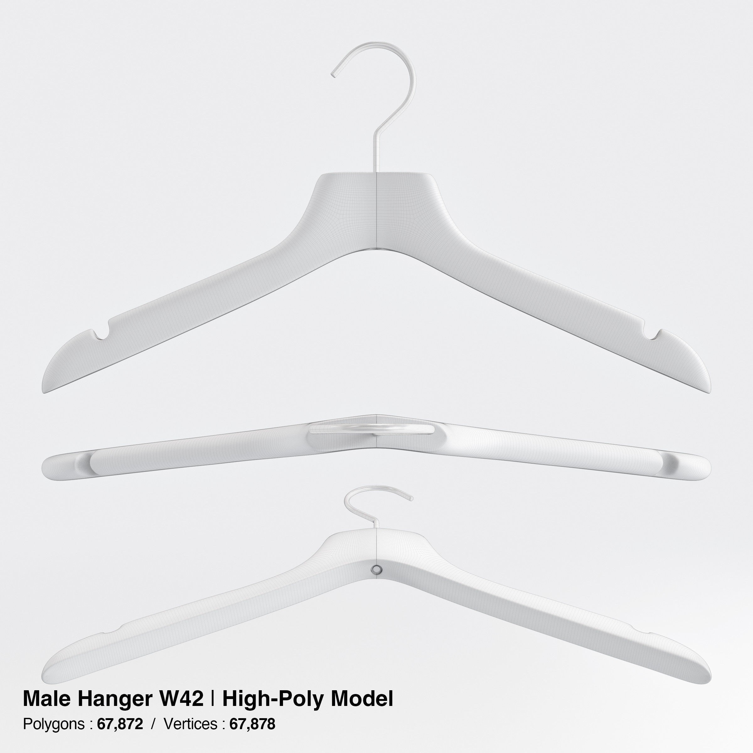 Wooden Clothes Hangers Collection - Low-Poly 3D Model - View 14