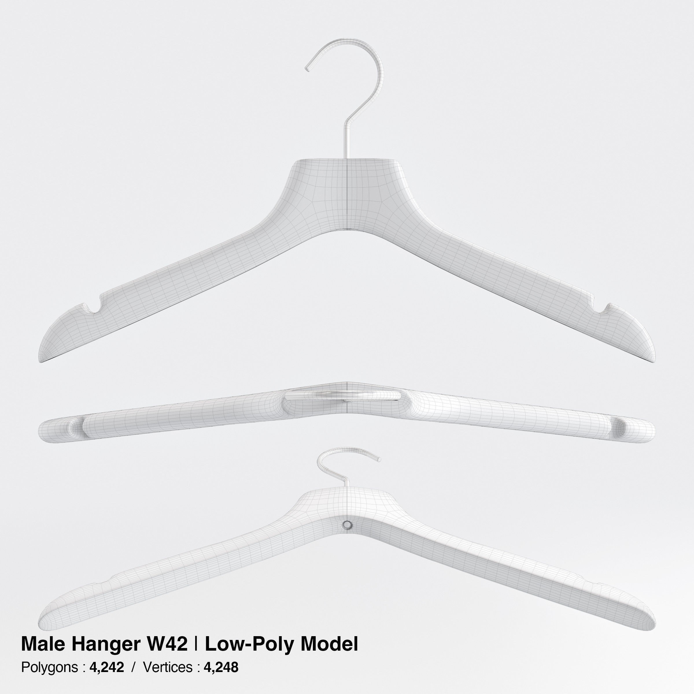 Wooden Clothes Hangers Collection - Low-Poly 3D Model - View 17