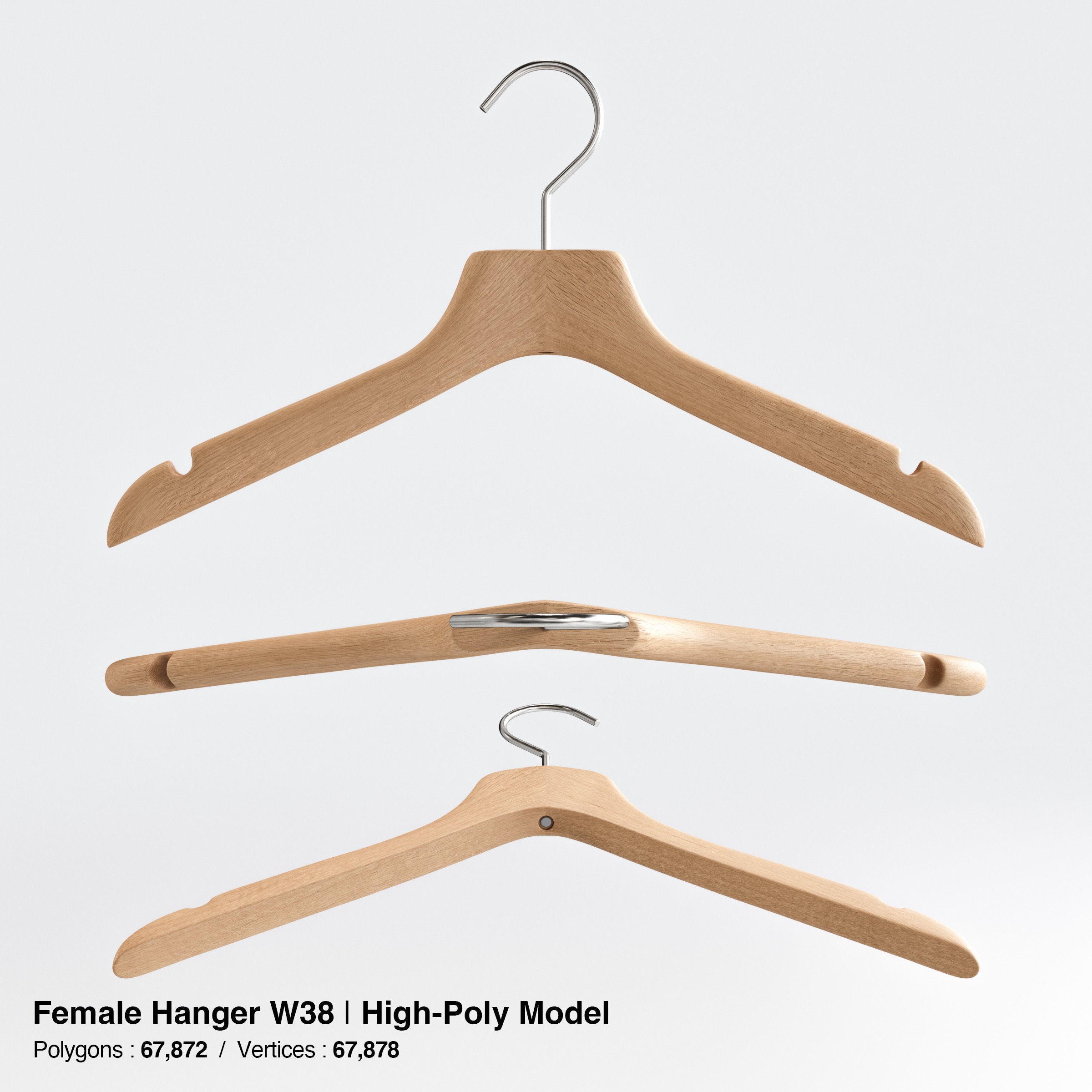 Wooden Clothes Hangers Collection - Low-Poly 3D Model - View 19
