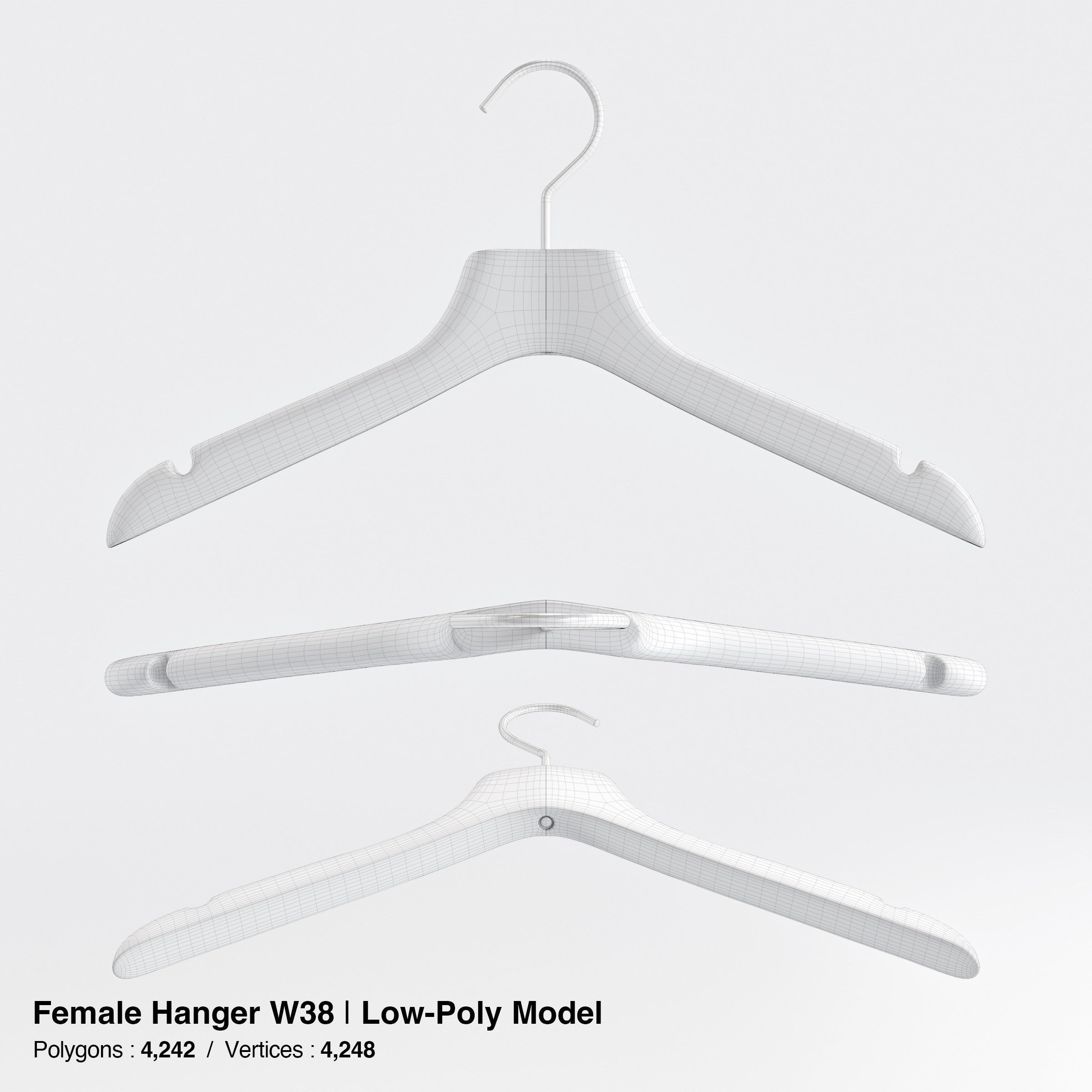 Wooden Clothes Hangers Collection - Low-Poly 3D Model - View 23