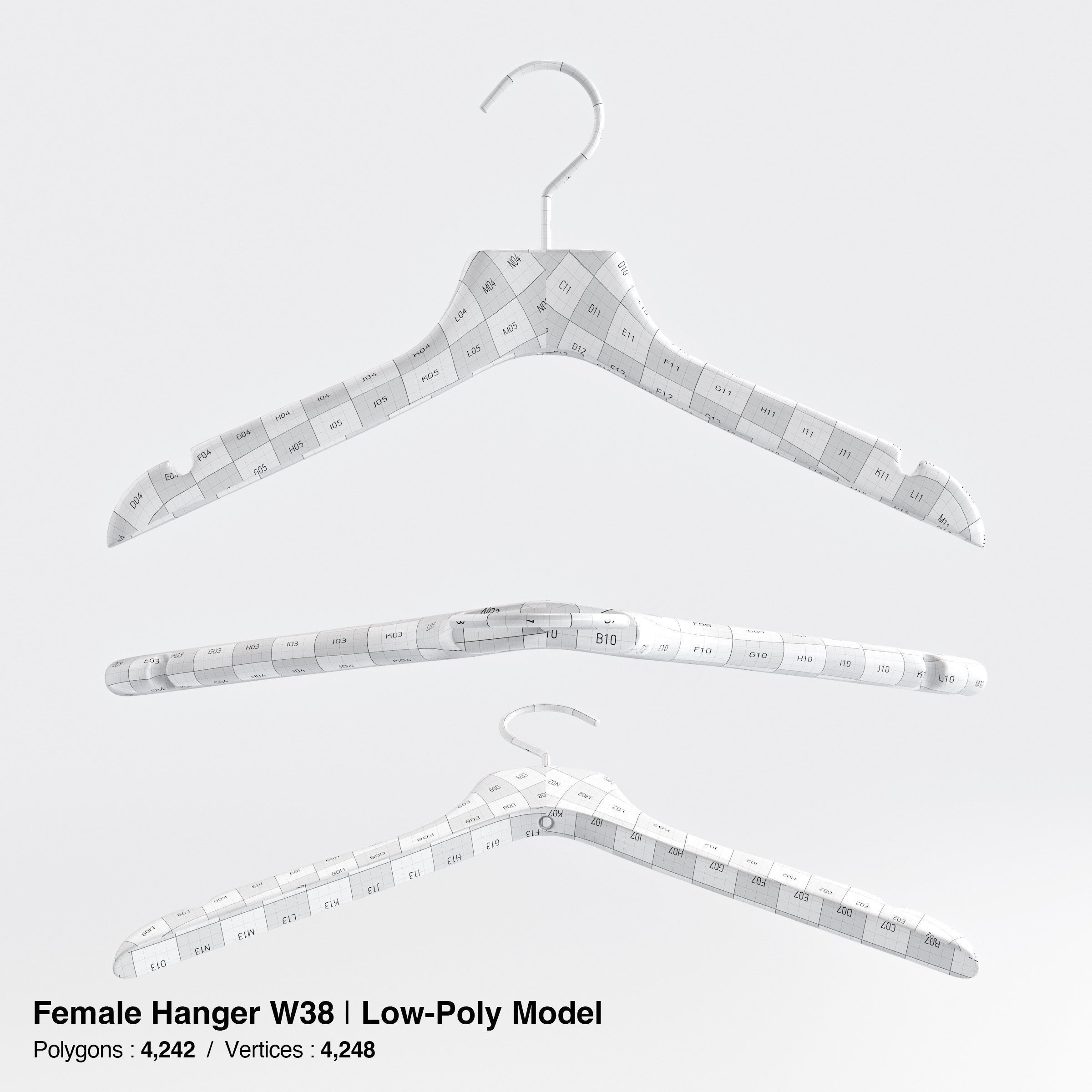 Wooden Clothes Hangers Collection - Low-Poly 3D Model - View 24