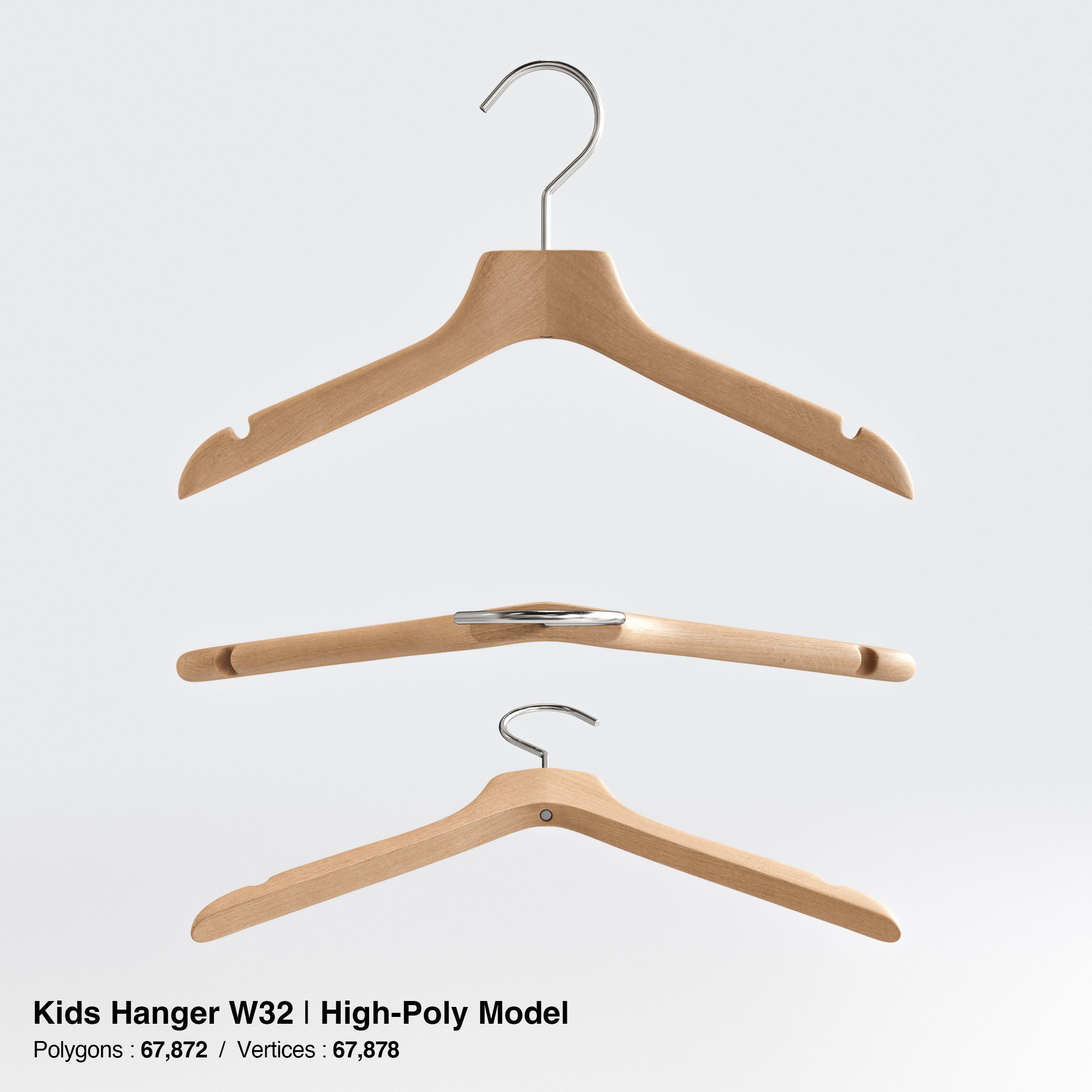 Wooden Clothes Hangers Collection - Low-Poly 3D Model - View 25