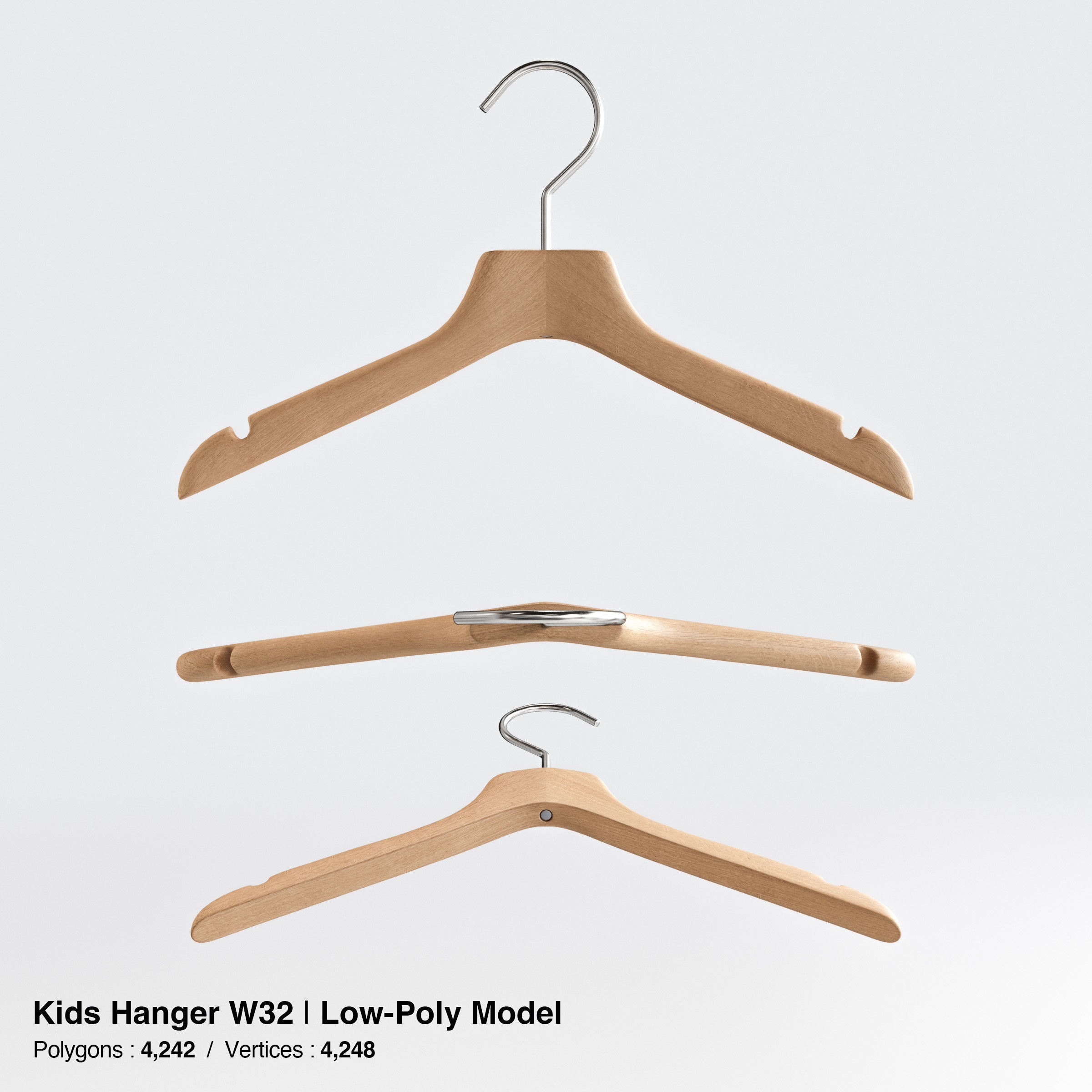 Wooden Clothes Hangers Collection - Low-Poly 3D Model - View 28