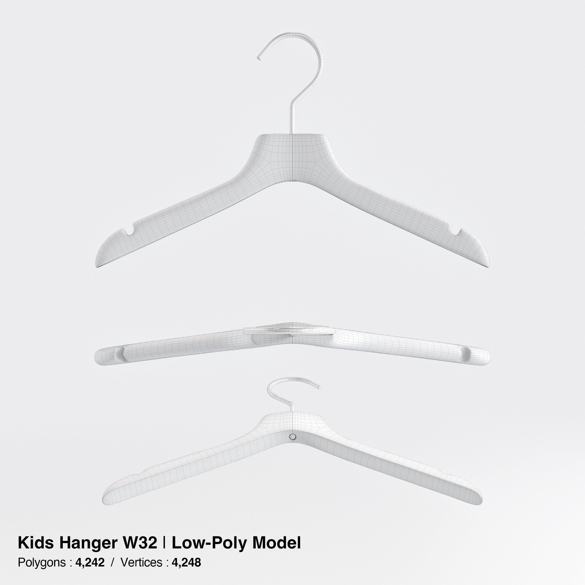 Wooden Clothes Hangers Collection - Low-Poly 3D Model - View 29