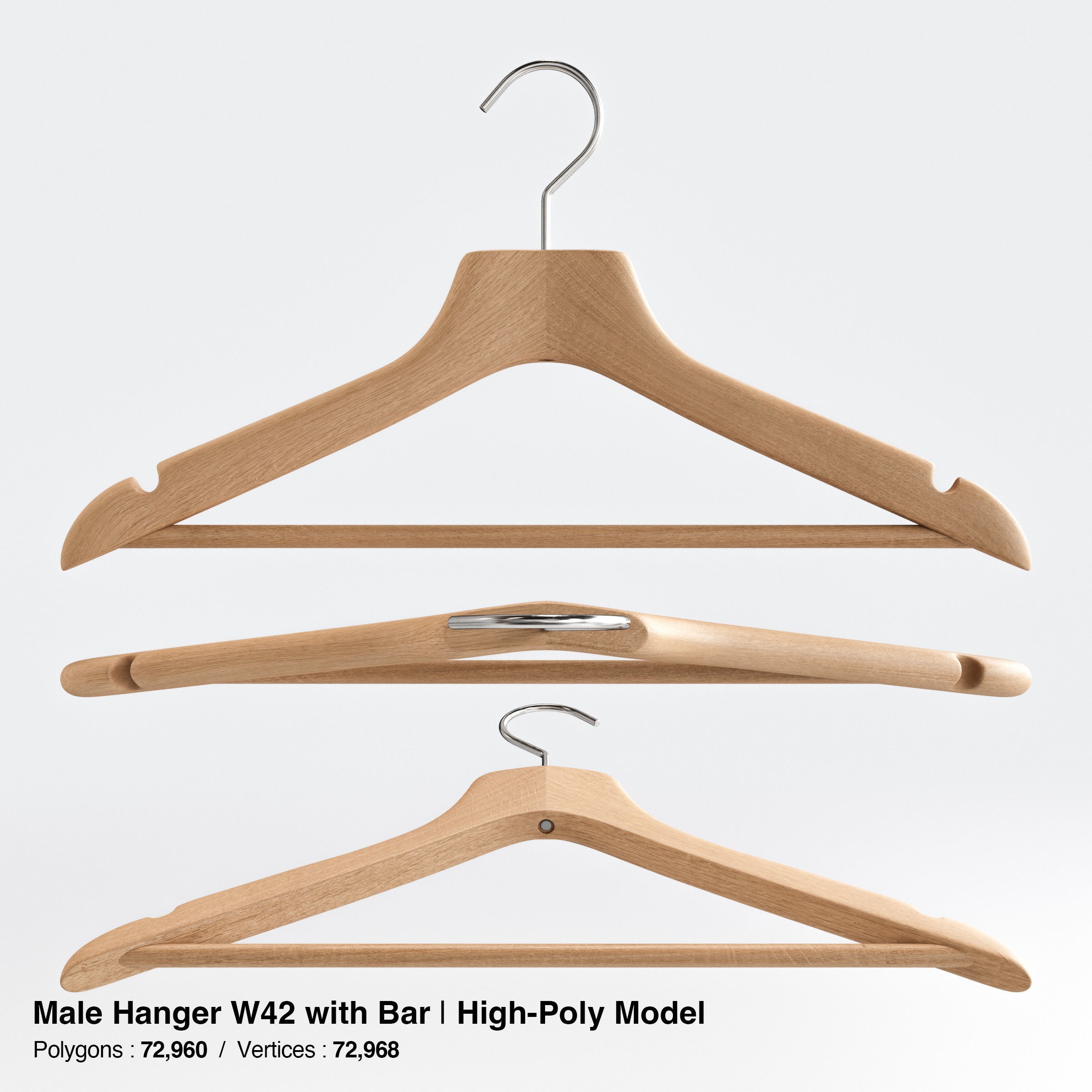 Wooden Clothes Hangers Collection - Low-Poly 3D Model - View 31