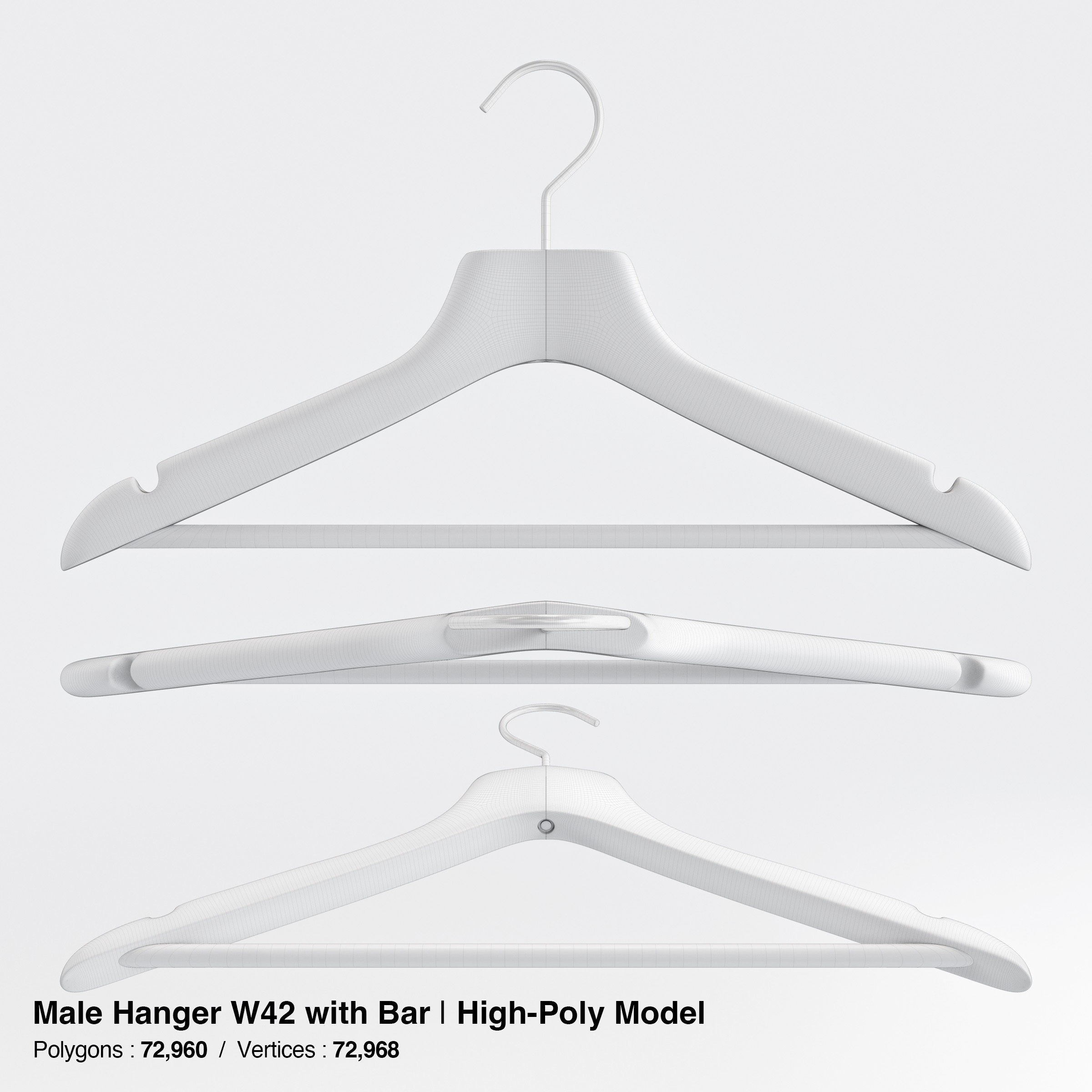 Wooden Clothes Hangers Collection - Low-Poly 3D Model - View 32