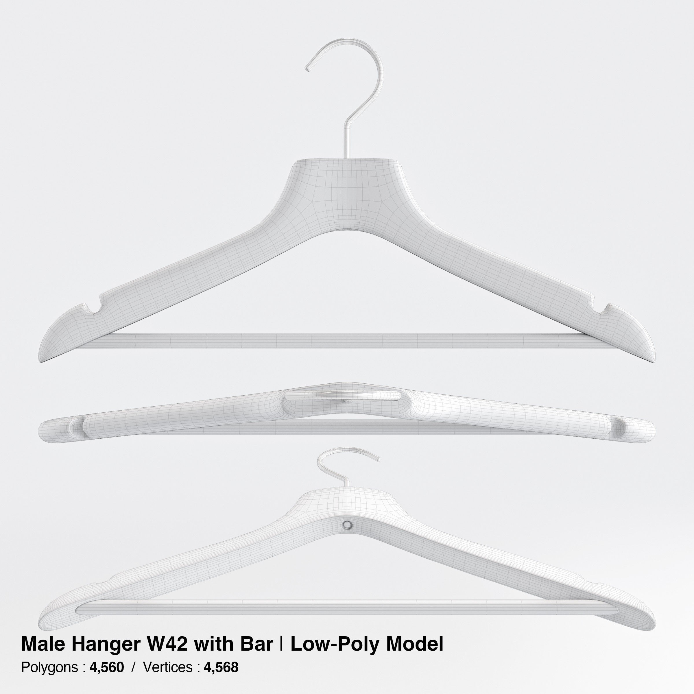 Wooden Clothes Hangers Collection - Low-Poly 3D Model - View 35