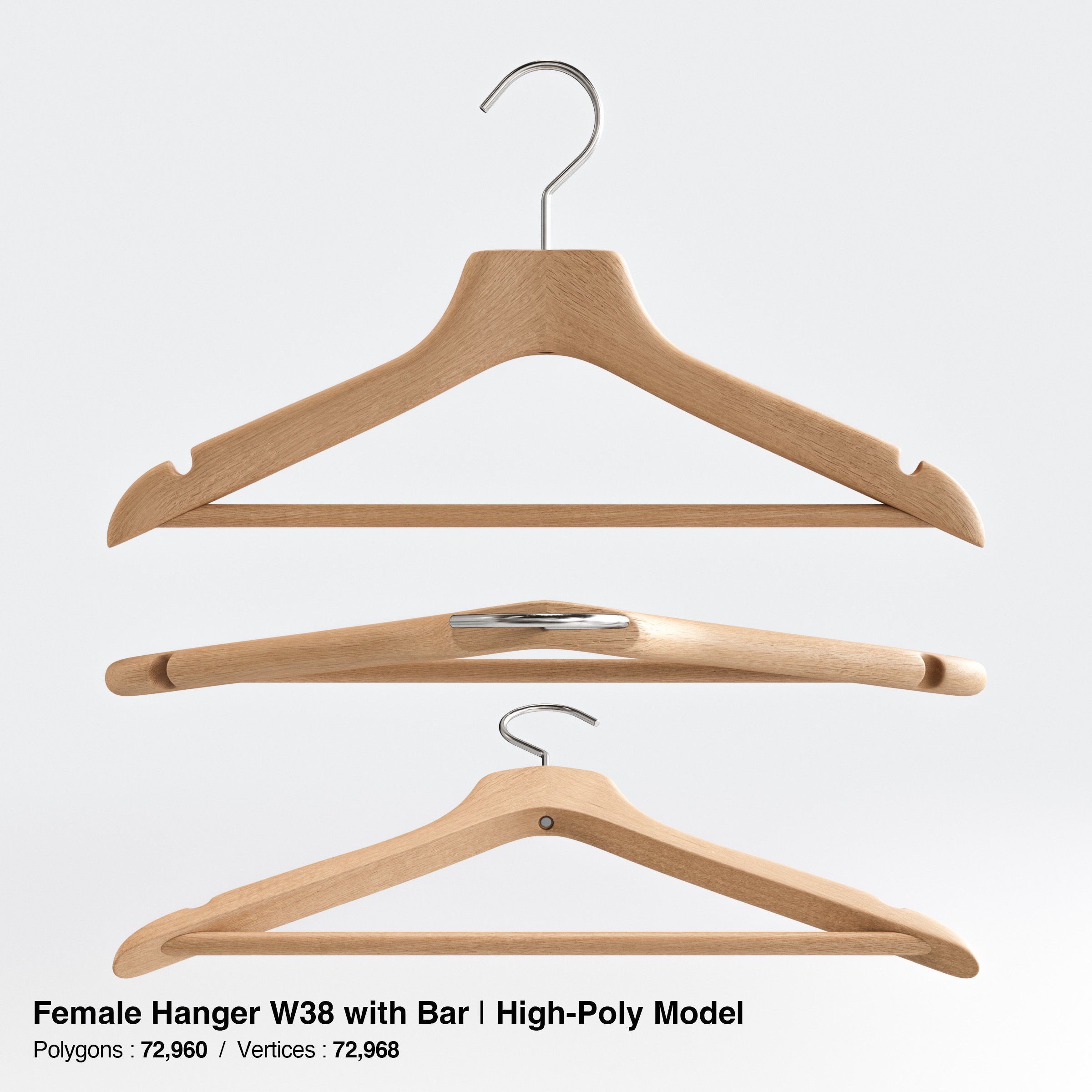 Wooden Clothes Hangers Collection - Low-Poly 3D Model - View 37