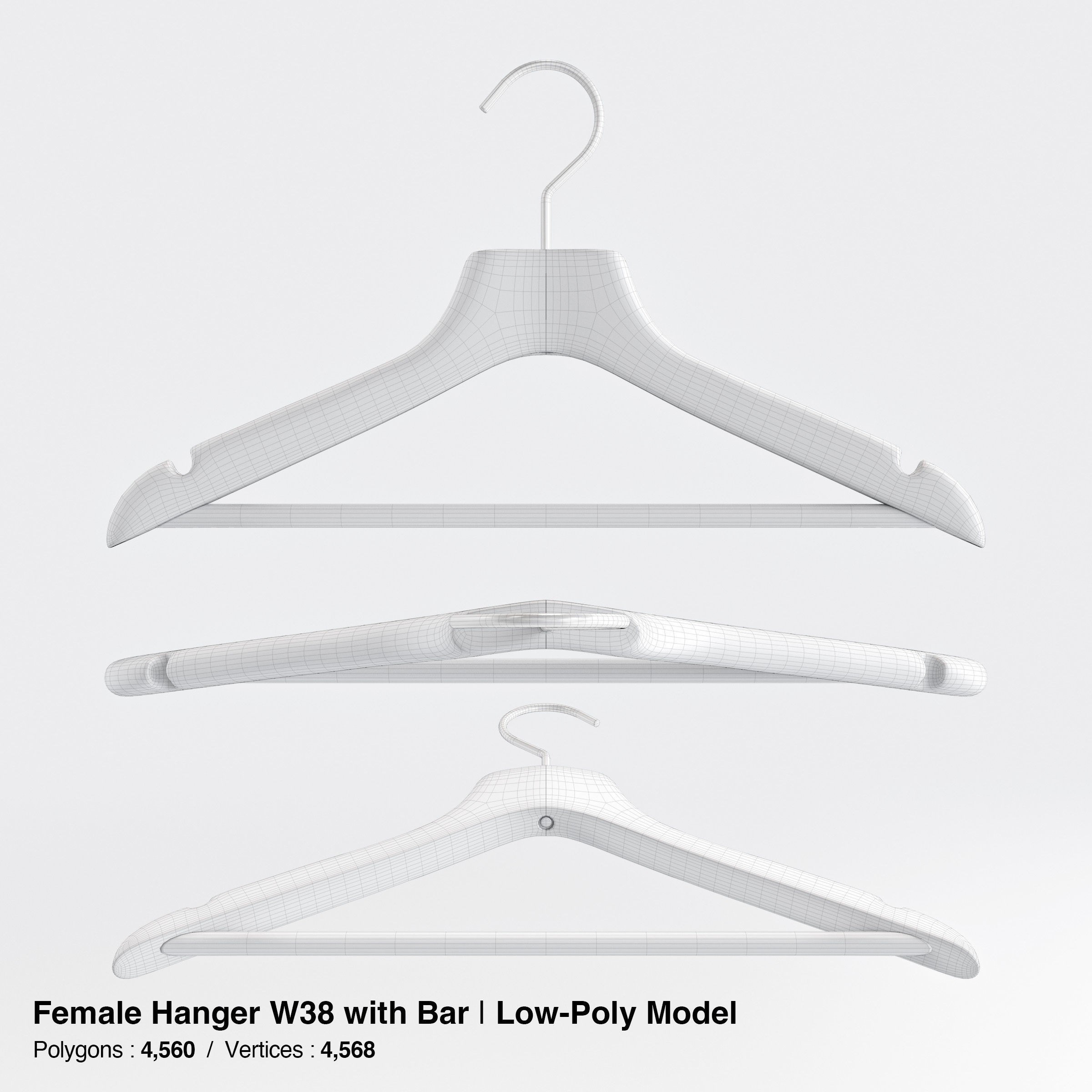 Wooden Clothes Hangers Collection - Low-Poly 3D Model - View 41