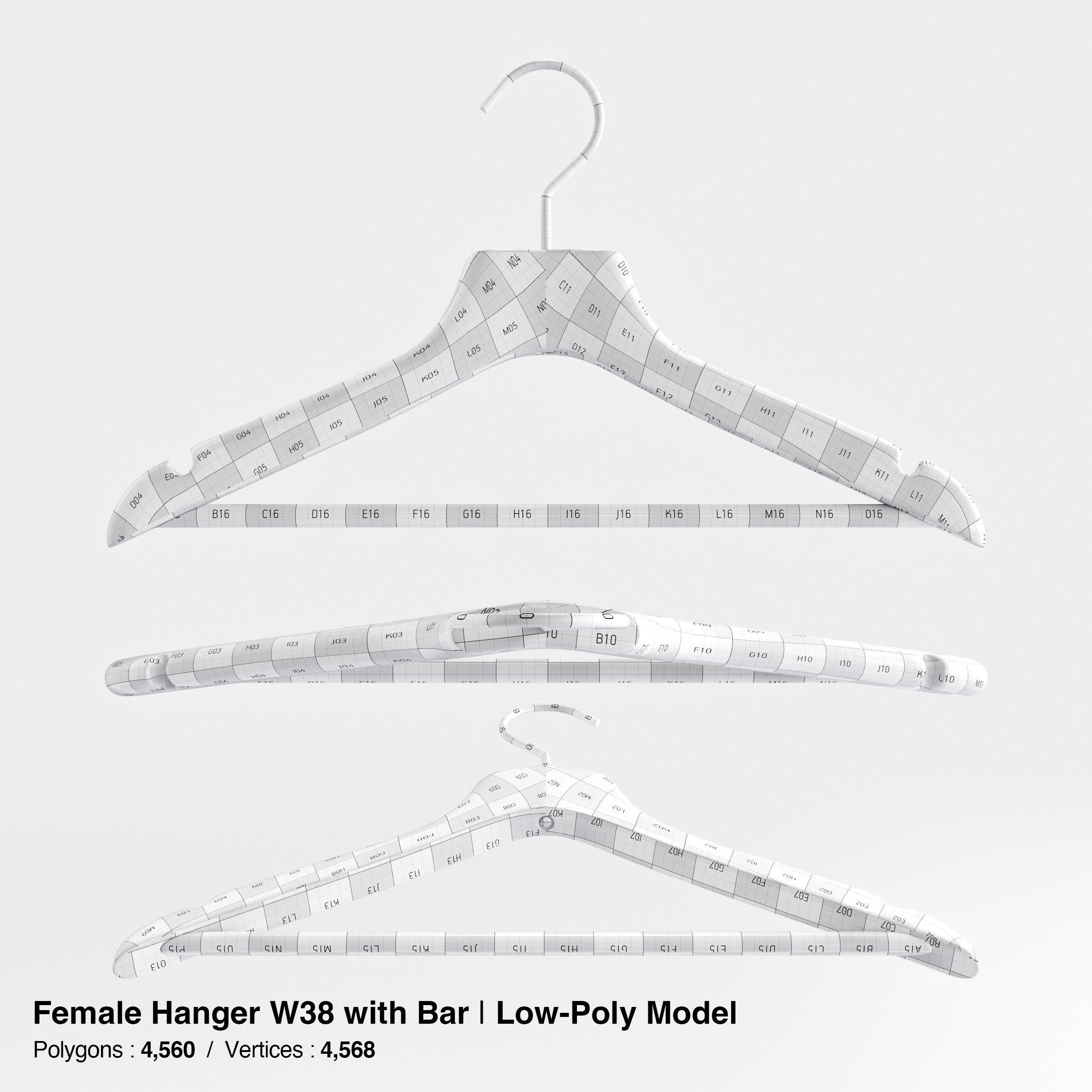 Wooden Clothes Hangers Collection - Low-Poly 3D Model - View 42
