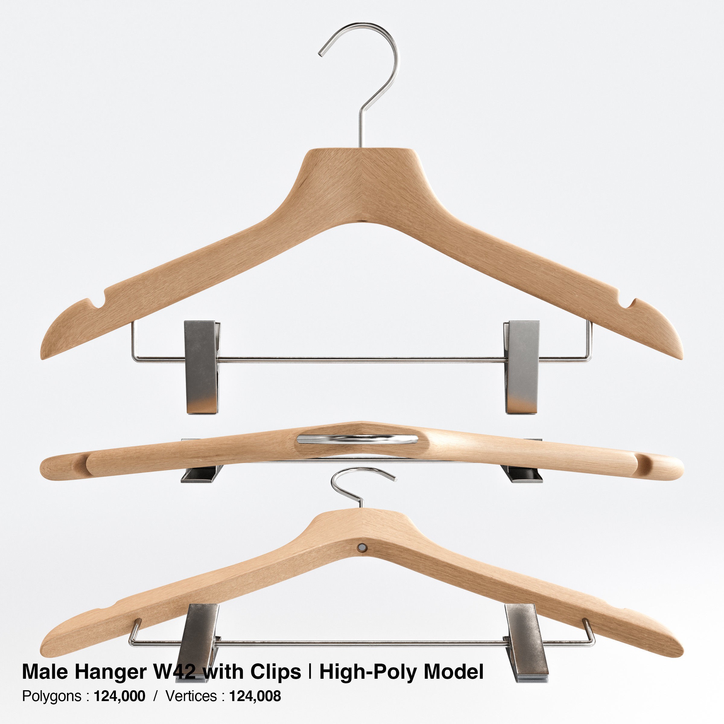 Wooden Clothes Hangers Collection - Low-Poly 3D Model - View 43