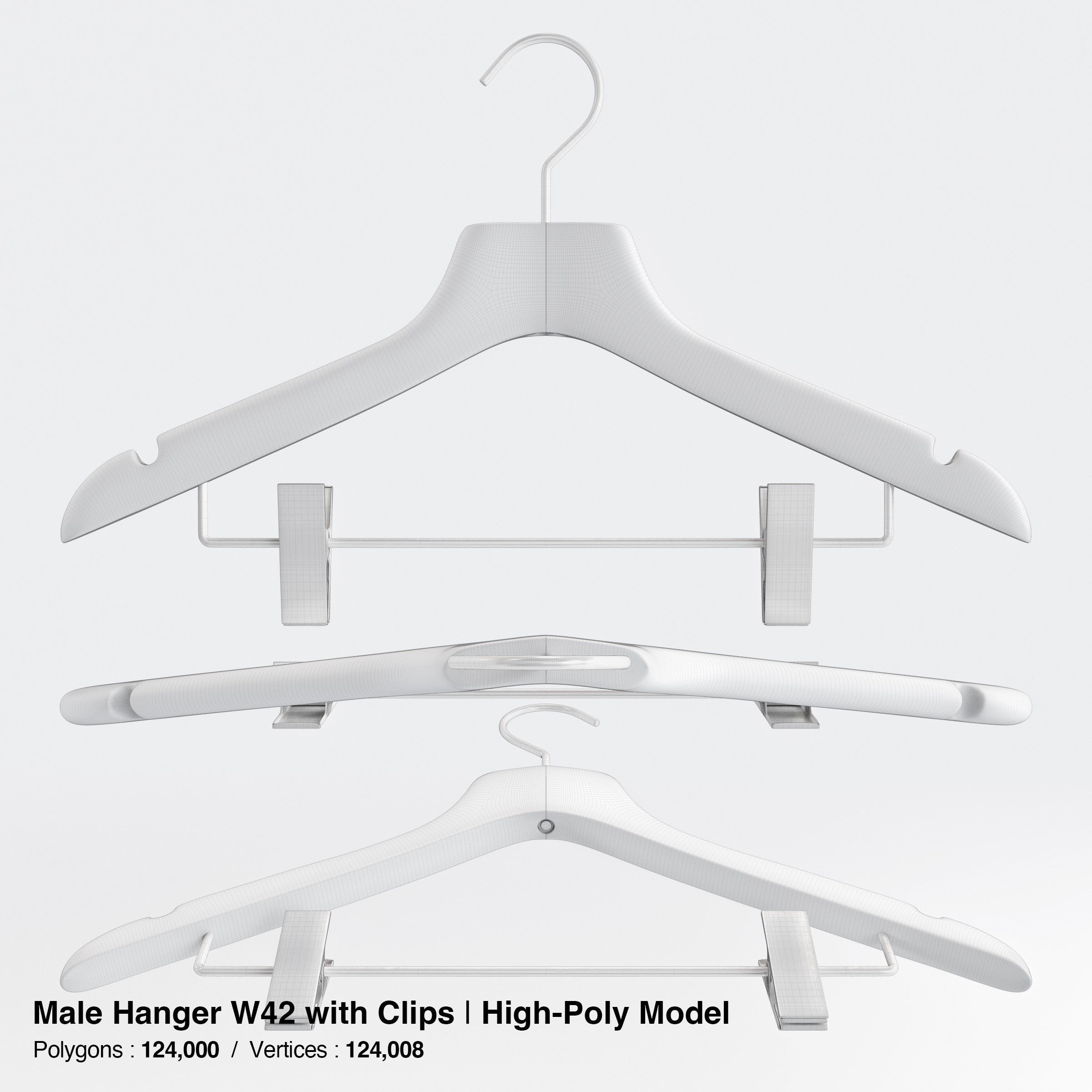 Wooden Clothes Hangers Collection - Low-Poly 3D Model - View 44