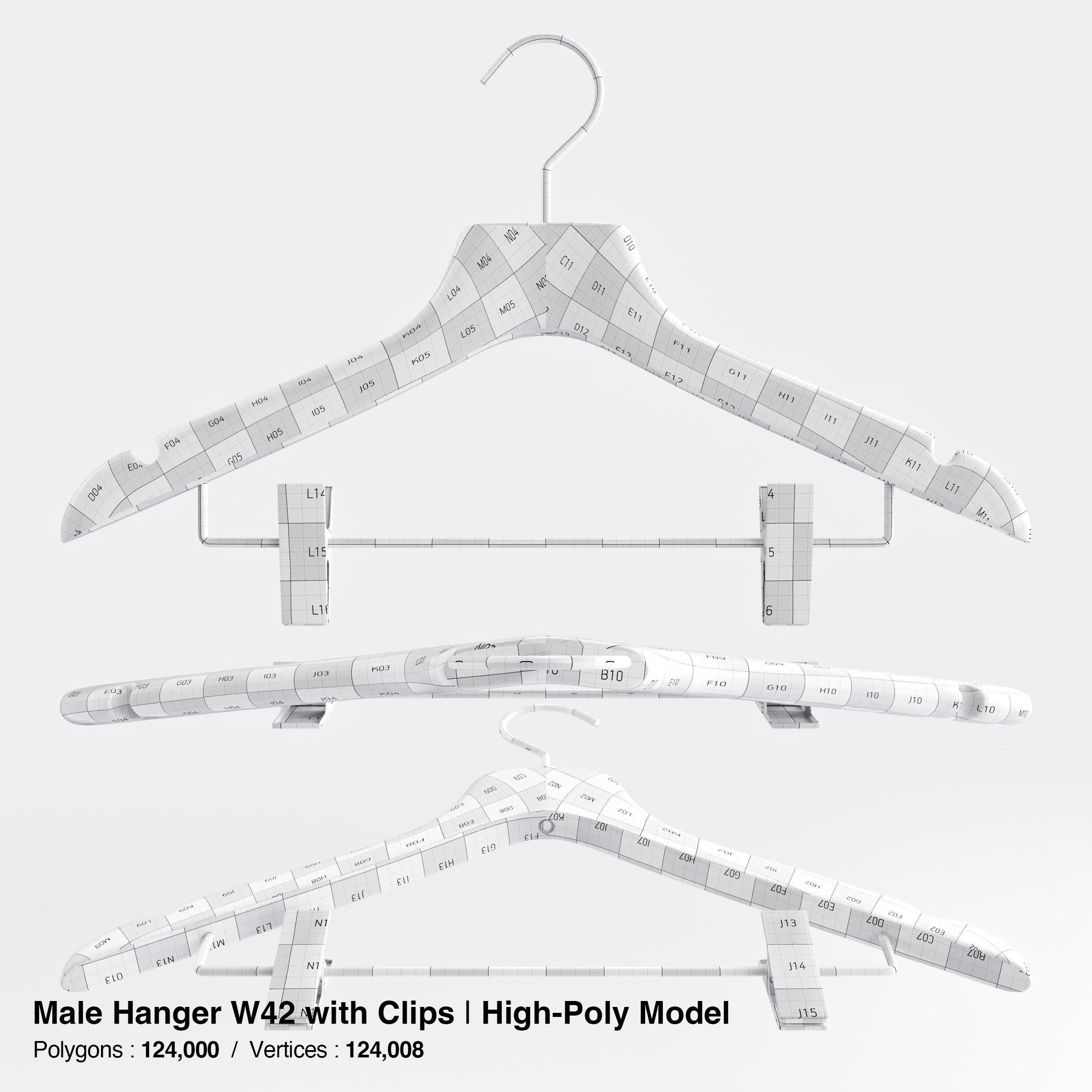 Wooden Clothes Hangers Collection - Low-Poly 3D Model - View 45