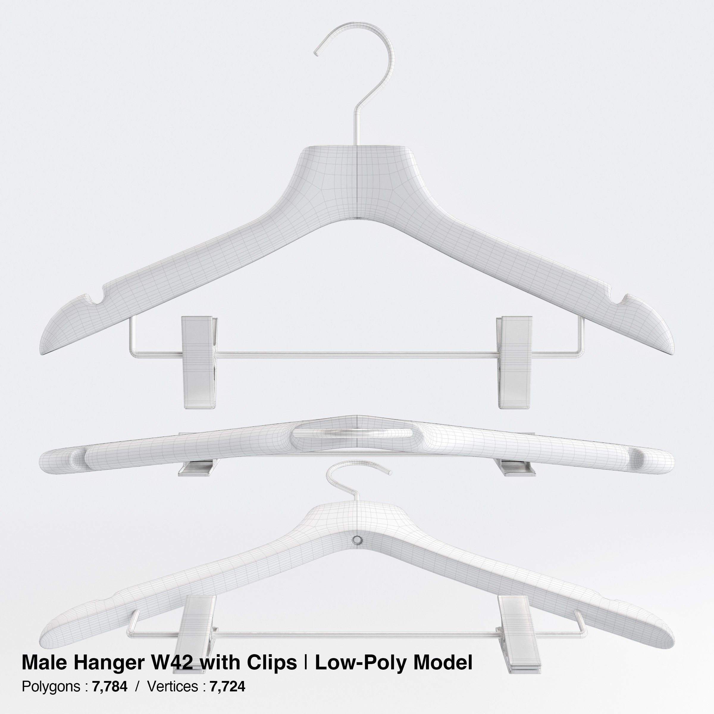 Wooden Clothes Hangers Collection - Low-Poly 3D Model - View 47