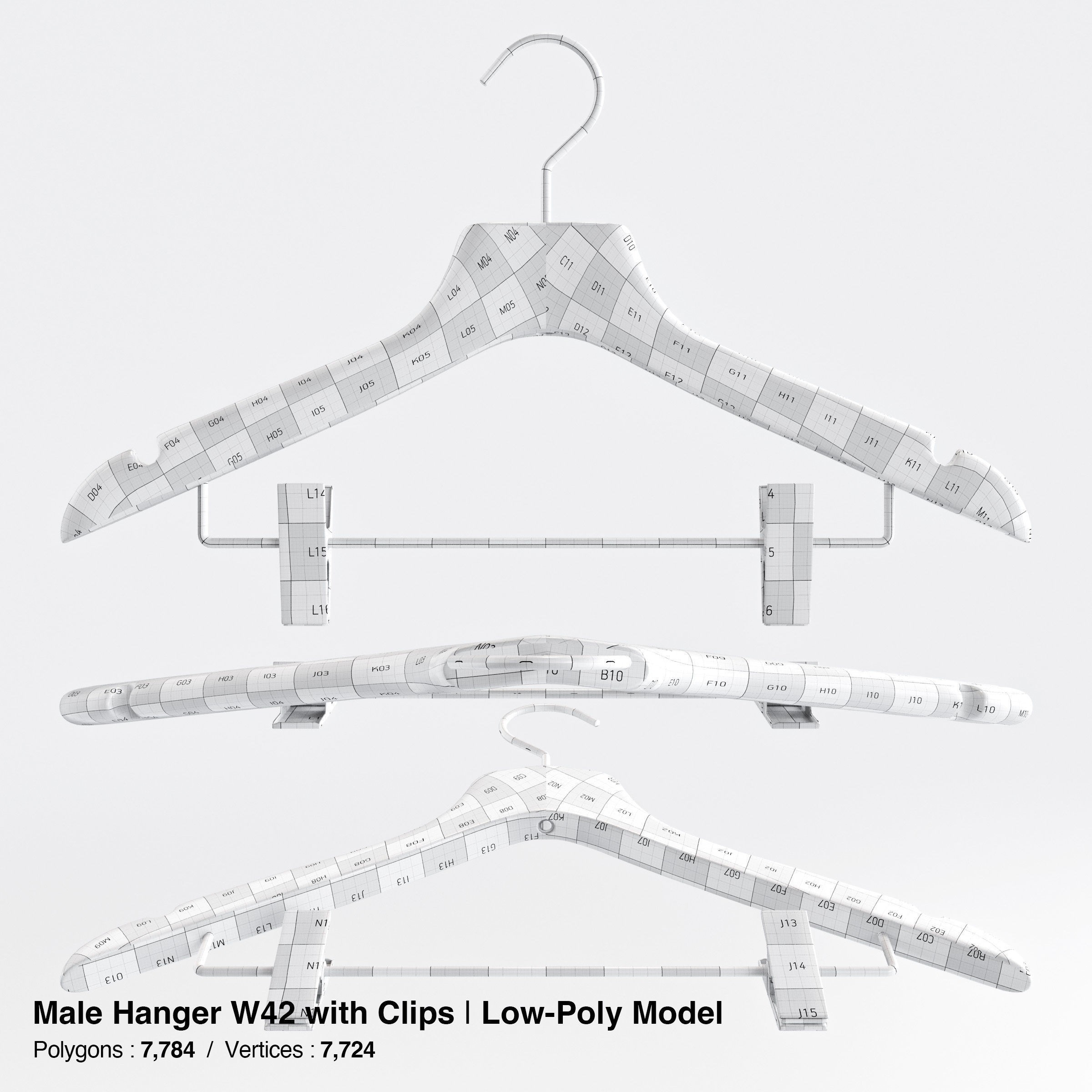 Wooden Clothes Hangers Collection - Low-Poly 3D Model - View 48