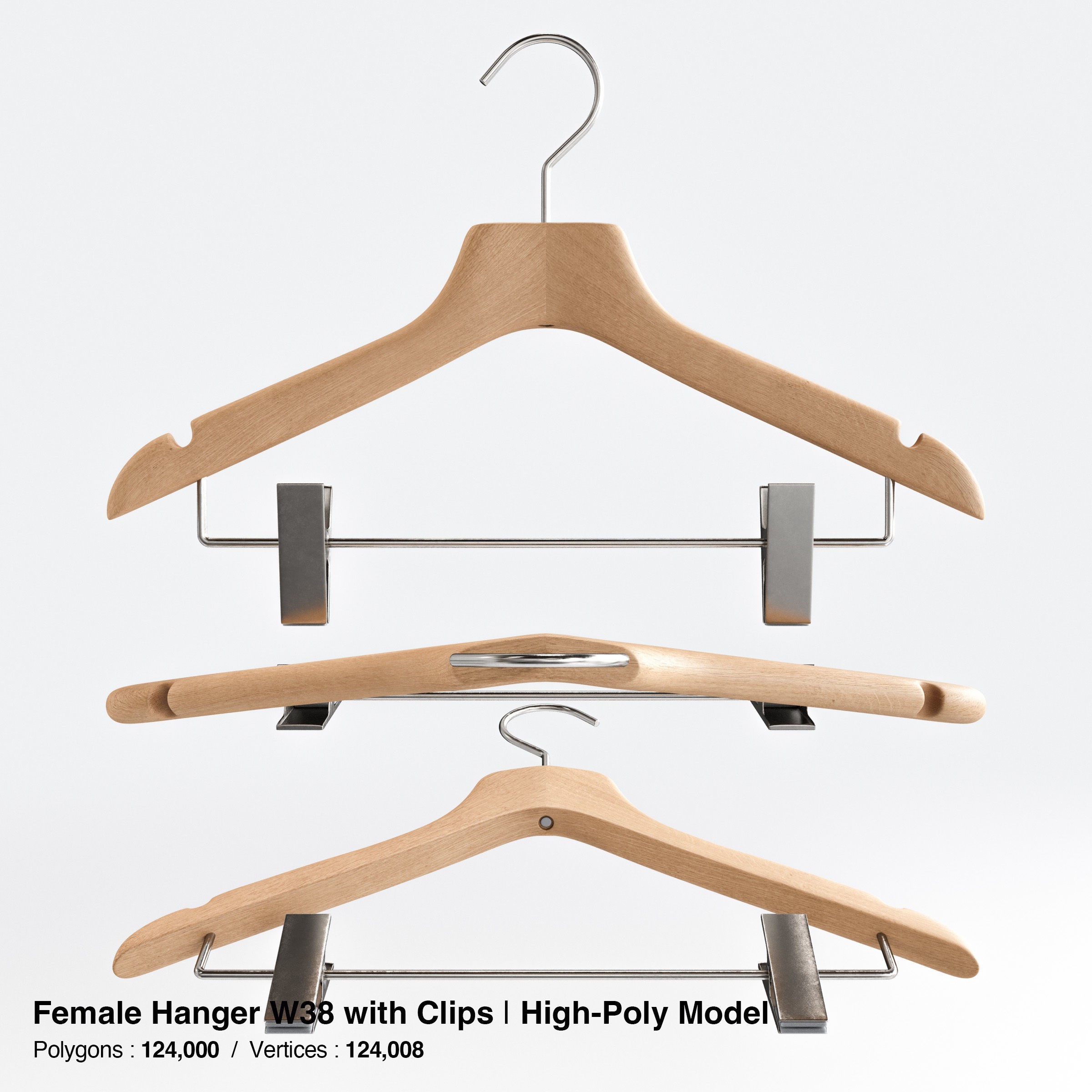 Wooden Clothes Hangers Collection - Low-Poly 3D Model - View 49