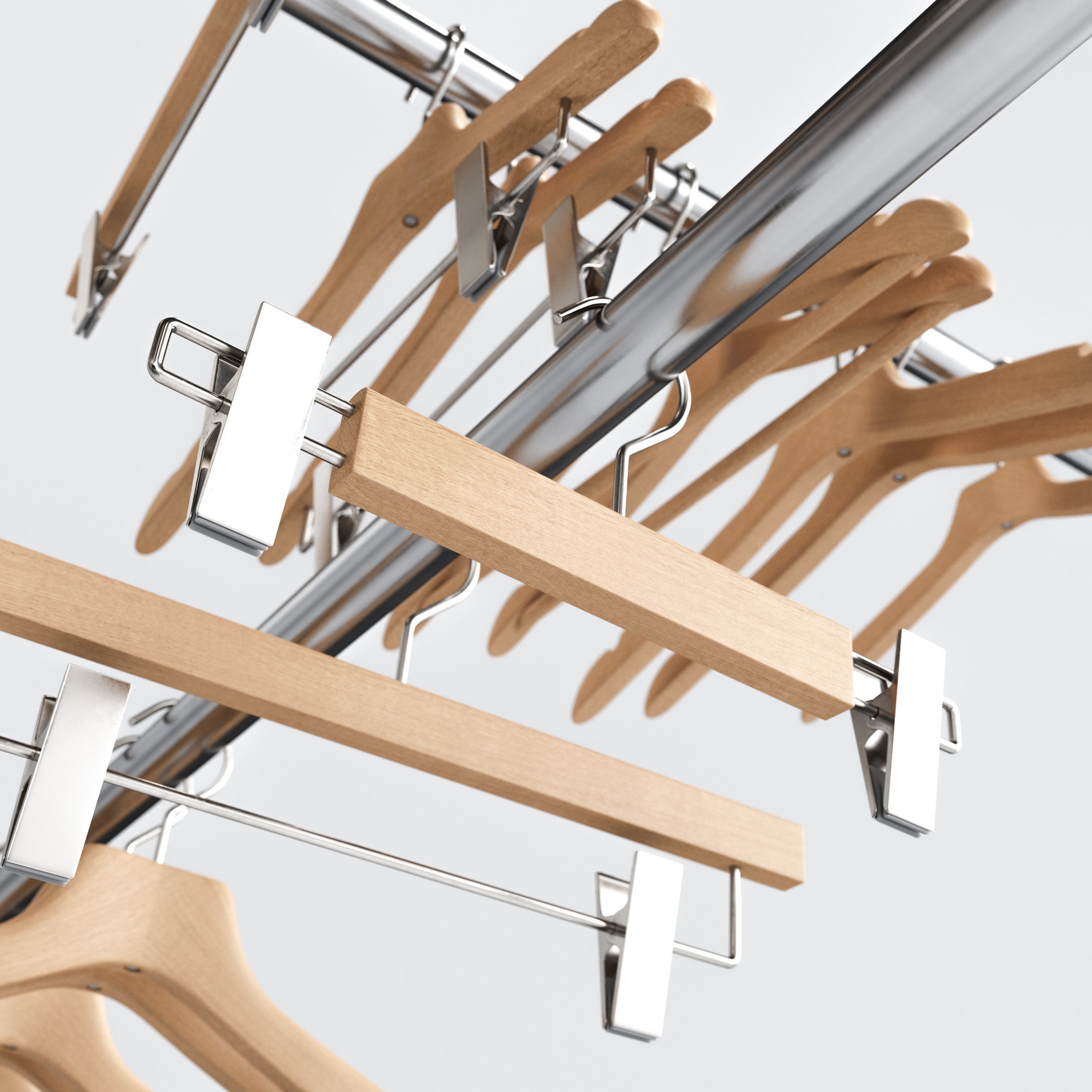 Wooden Clothes Hangers Collection - Low-Poly 3D Model - View 5